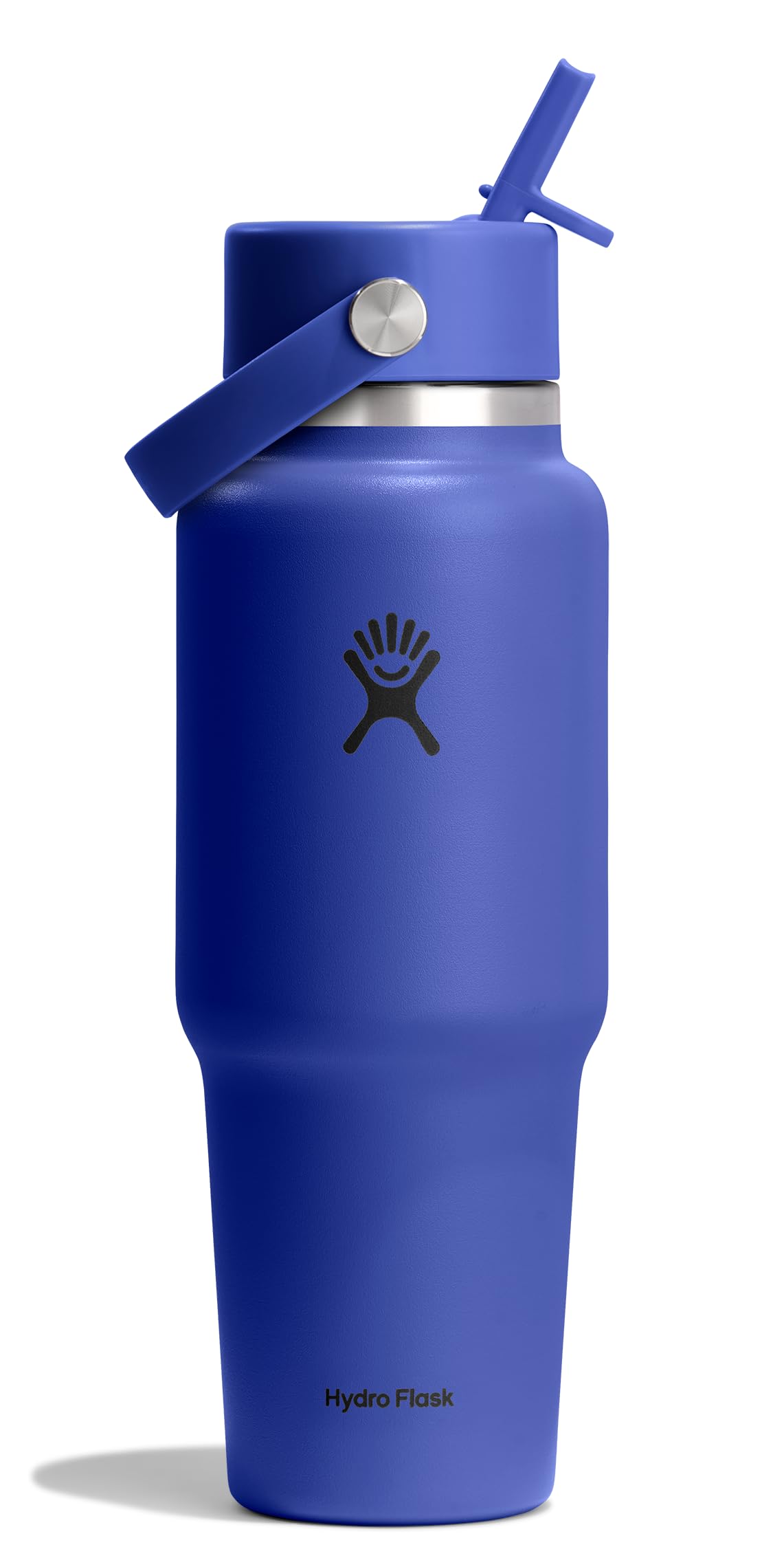 Hydro Flask Travel Water Bottle - Insulated Stainless Steel - Wide Straw Lid, Non Spill, Leakproof in 32 Oz Capri Blue