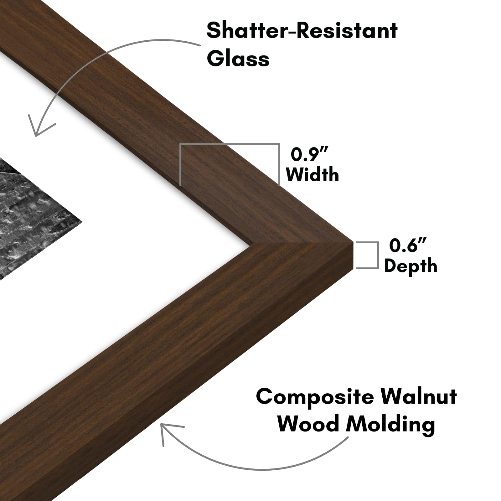 Americanflat 9x12 Picture Frame with Shatter-Resistant Glass - Use as 6x8 Frame with Mat or Display 9x12 Photo Without Mat - Sig