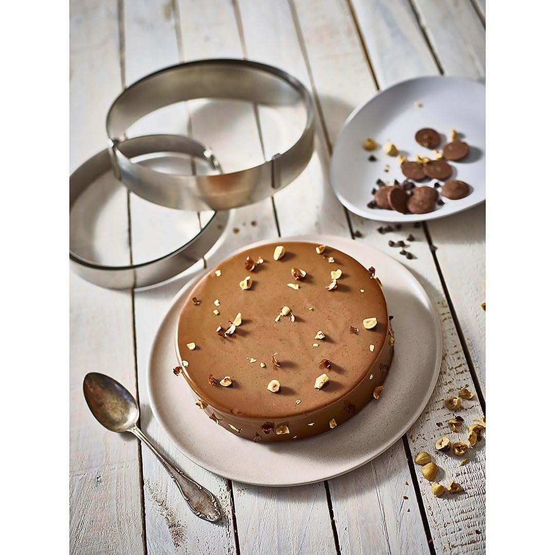 De Buyer Round Expandable Cake Frame - 1.75    Height - Adjusts To Accommodate 7-14    Cakes - Easy To Use & Clean - Made In Fra