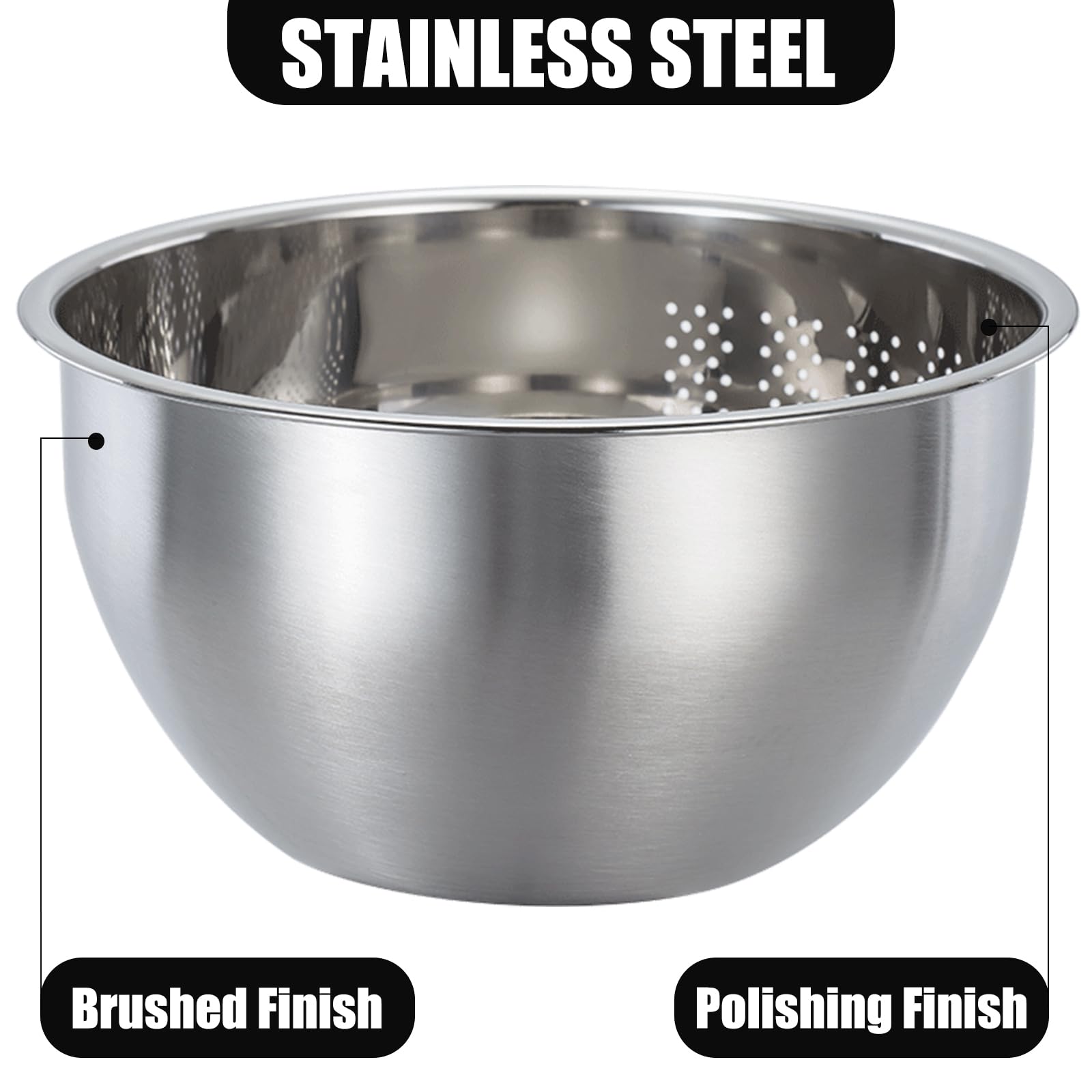 Rice Washer Strainer Bowl, Stainless Steel Quinoa Washing Bowl With Side Drainers Colander For Cleaning Rinsing Fruits, Vegetabl