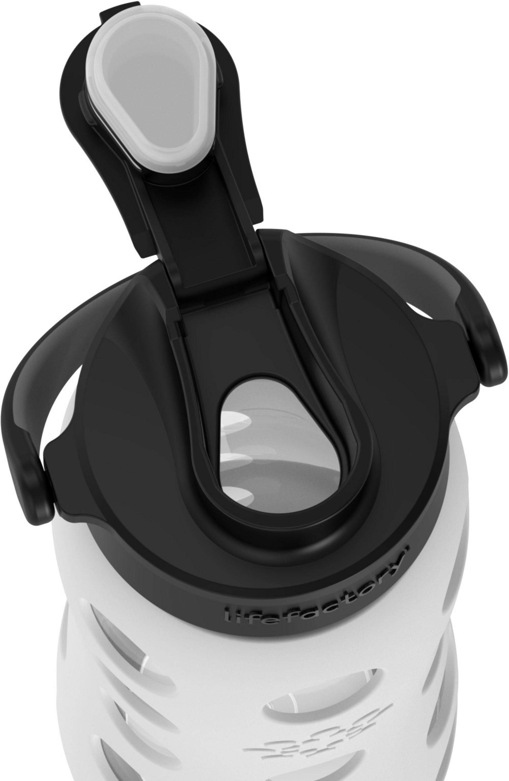 Lifefactory 22-Ounce Glass Water Bottle with Active Flip Cap, Optic White