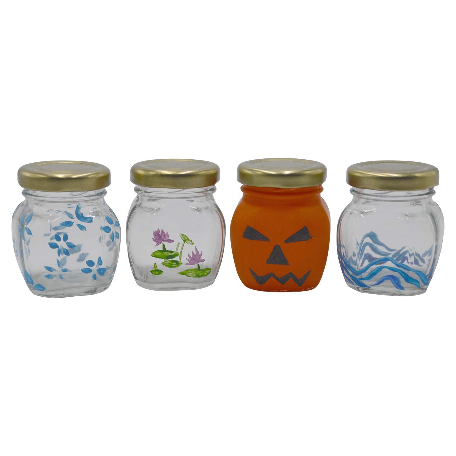 U-Pack 2Oz Glass Jar With Gold Lid For Honey Jam Spice Pack Of 24 Sets