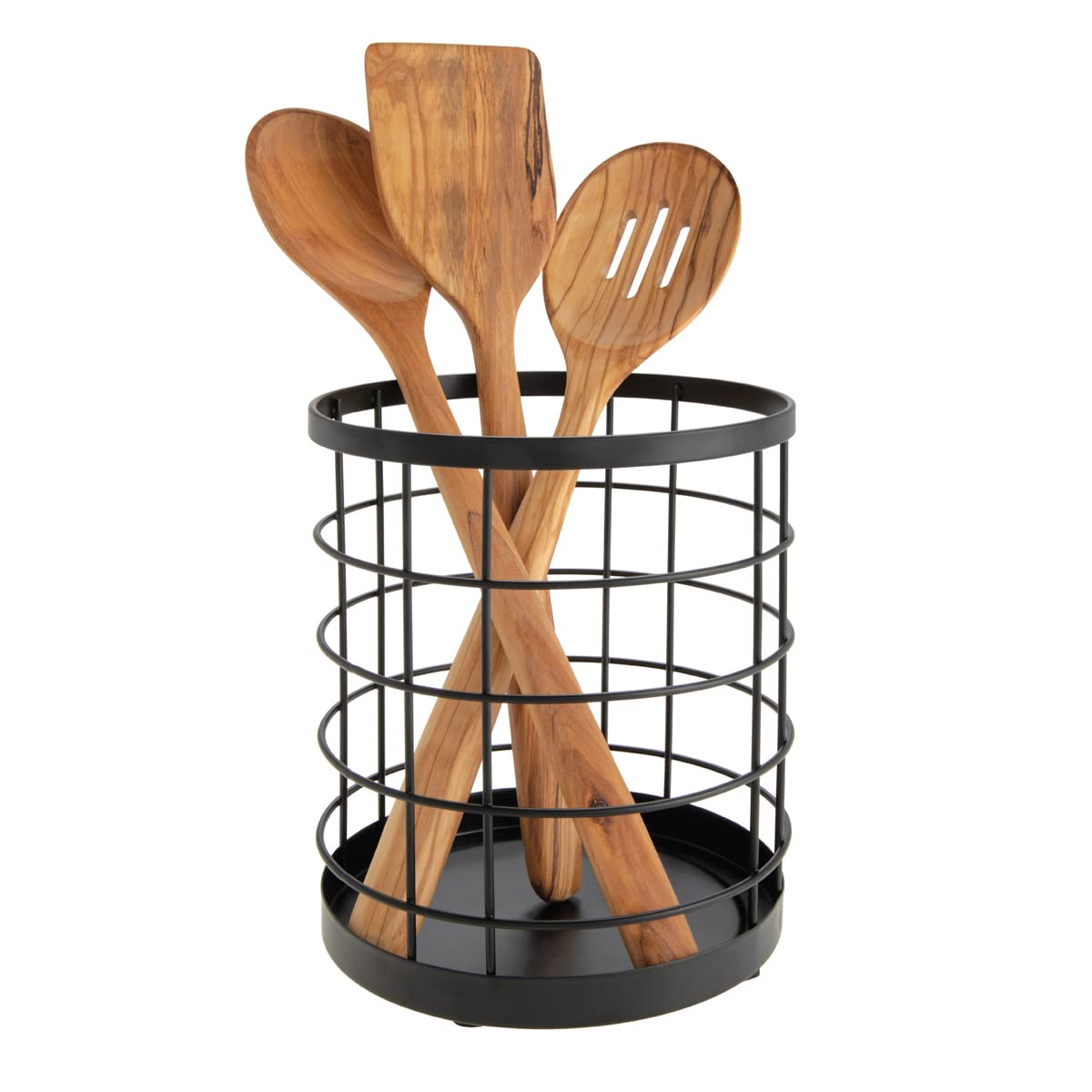 Idesign Wire Utensil Holder For Kitchen Counter, The Austin Collection - 6 X 6 X 7, Matte Black
