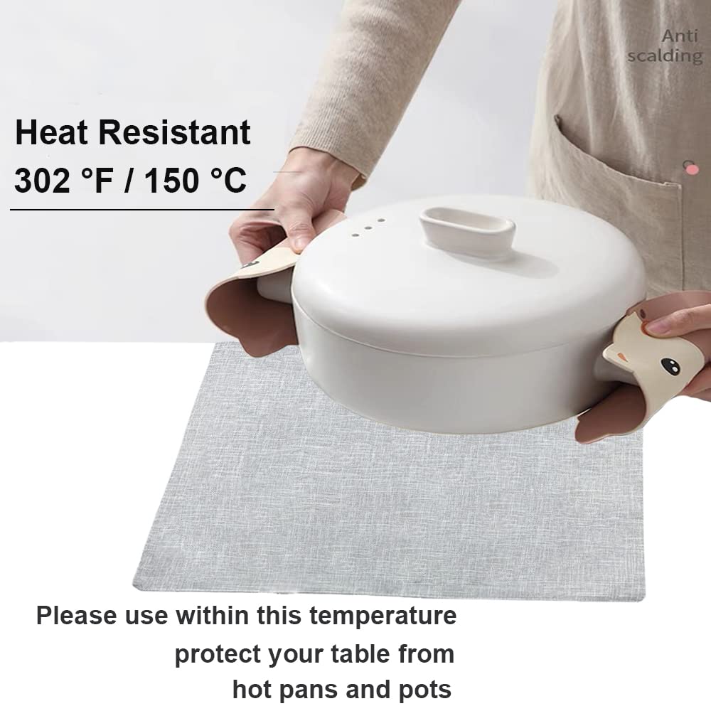 Weabetfu Cloth Placemats Set Of 6 Heat Resistant Dining Table Placemmats Cotton Linen Machine Washable Kitchen Table Mats Wrinkl