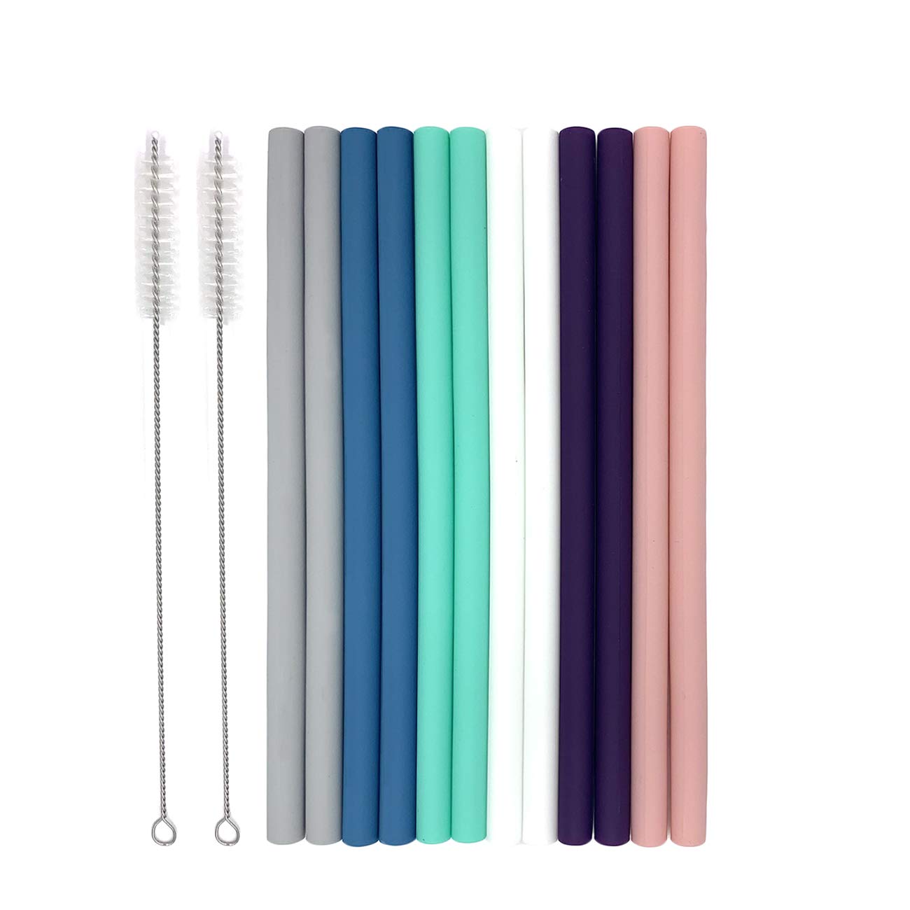 Senneny Set Of 12 Silicone Drinking Straws For 30Oz And 20Oz - Reusable Silicone Straws Bpa Free Extra Long With Cleaning Brushe