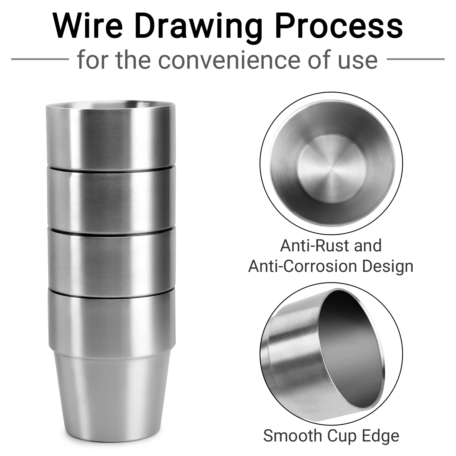 Beasea Stainless Steel Insulated Cup, 10 Oz Stackable Stainless Steel Cups Set Of 4, Small Metal Cup Double Wall Vacuum Insulate