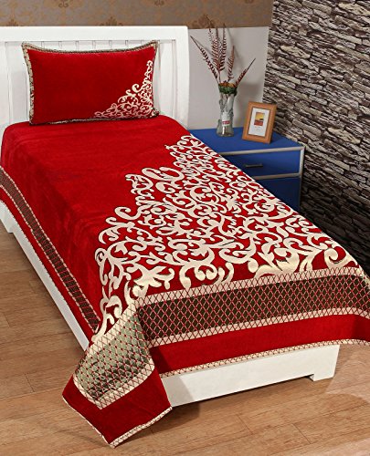 Fresh From Loom Chenille 500 Tc Single 60 X 90 Inch Bedsheet With 1 Pillow Cover, Red Color