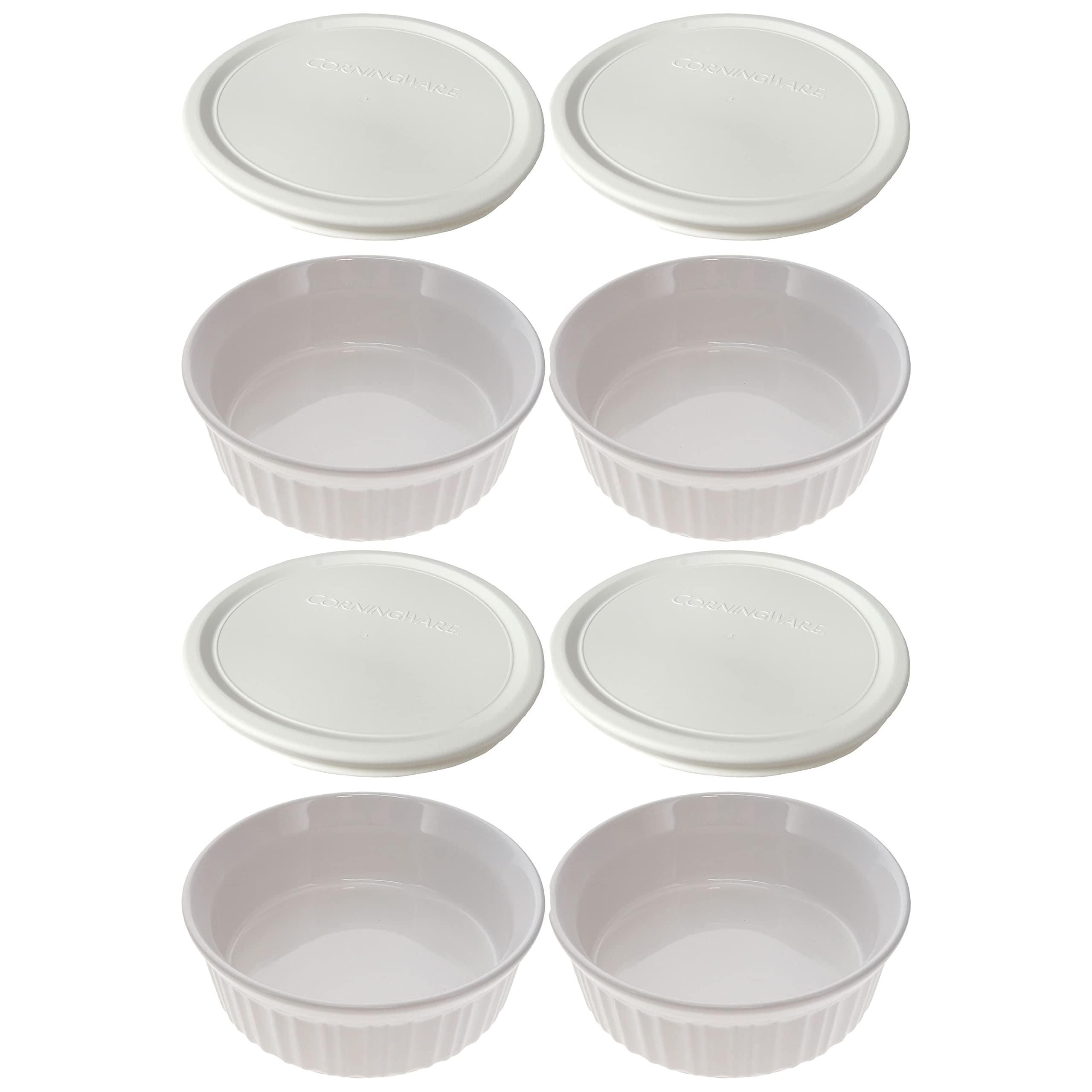 CorningWare 24oz French White Casserole Dishes & F24 Lids (4Pack)