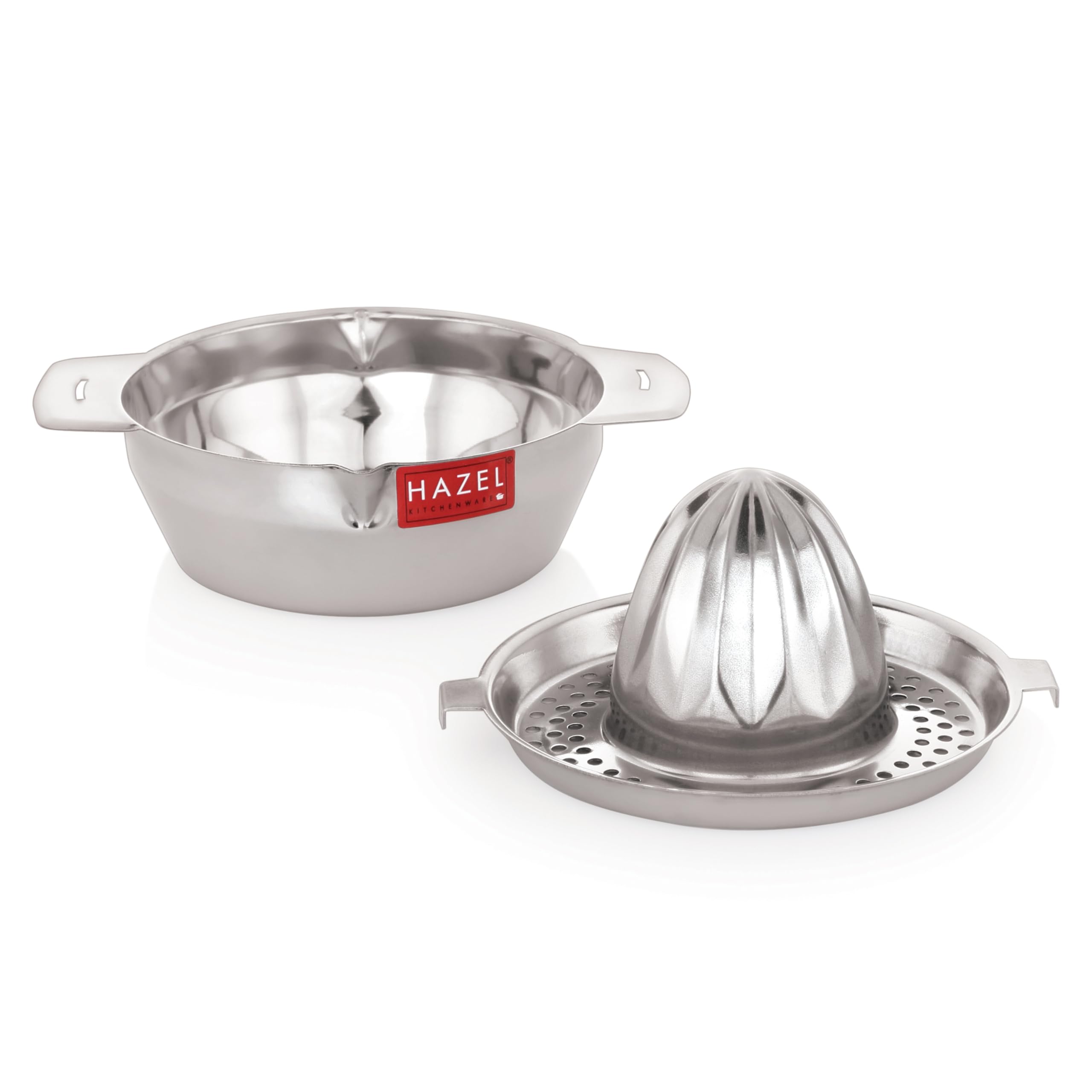 Hazel Stainless Steel Hand Press Juicer  Manual Citrus Juicer Machine With Jali & Round Bowl | Lemon & Orange Squeezer For Home