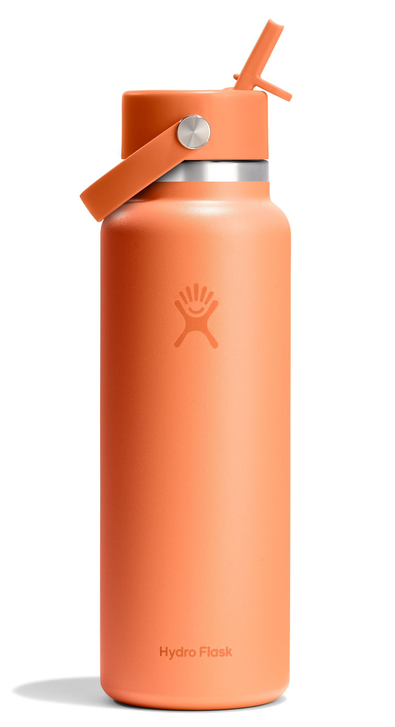 Hydro Flask Water Bottle - Insulated Stainless Steel - Wide Mouth Flex Straw Lid, Non Spill, Leakproof and Refillable in 40 Oz N