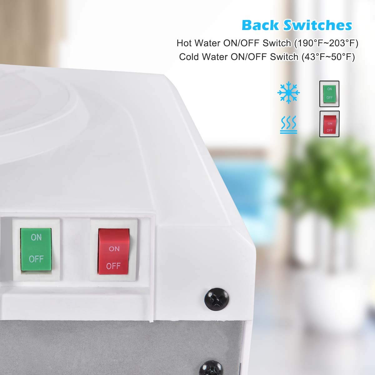 Costway Water Cooler Dispenser For 3-5 Gallon Bottle, Top Loading Hot And Cold Water Dispenser With Storage Cabinet, Child Lock,