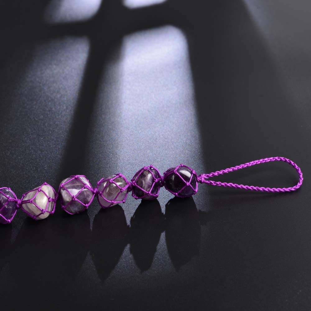 Handmade Natural Amethyst Crystal Window Car Hanging Ornaments 7 Chakra Home Decoration Feng Shui Ornament Yoga Meditation Car D