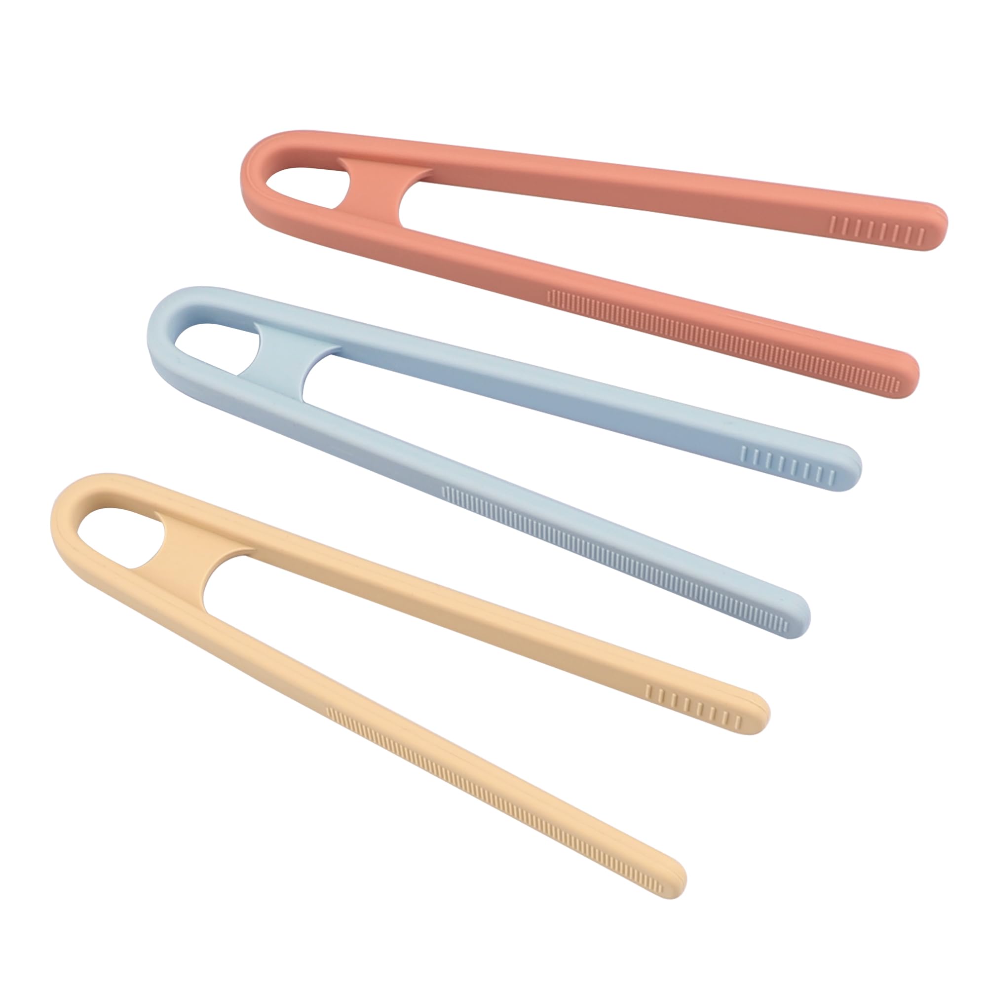Evenpop 3 Pcs Silicone Mini Tongs 5.5 Inch 3 Colors Small Toddler Tongs, Silicone Toddler Tong For Fine Motor Skills Preschool S