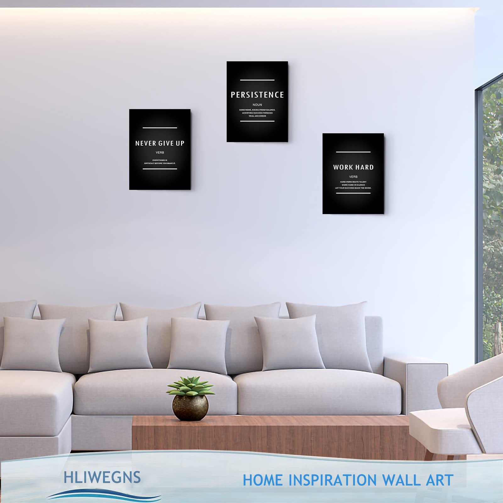 Motivational Never Give Up Canvas Wall Art  Inspiration Work Hard Persistence Quotes Reminder Decor Positive Affirmation Poster Success Wall Hanging Picture Leadership Gift for Home Office Workplace