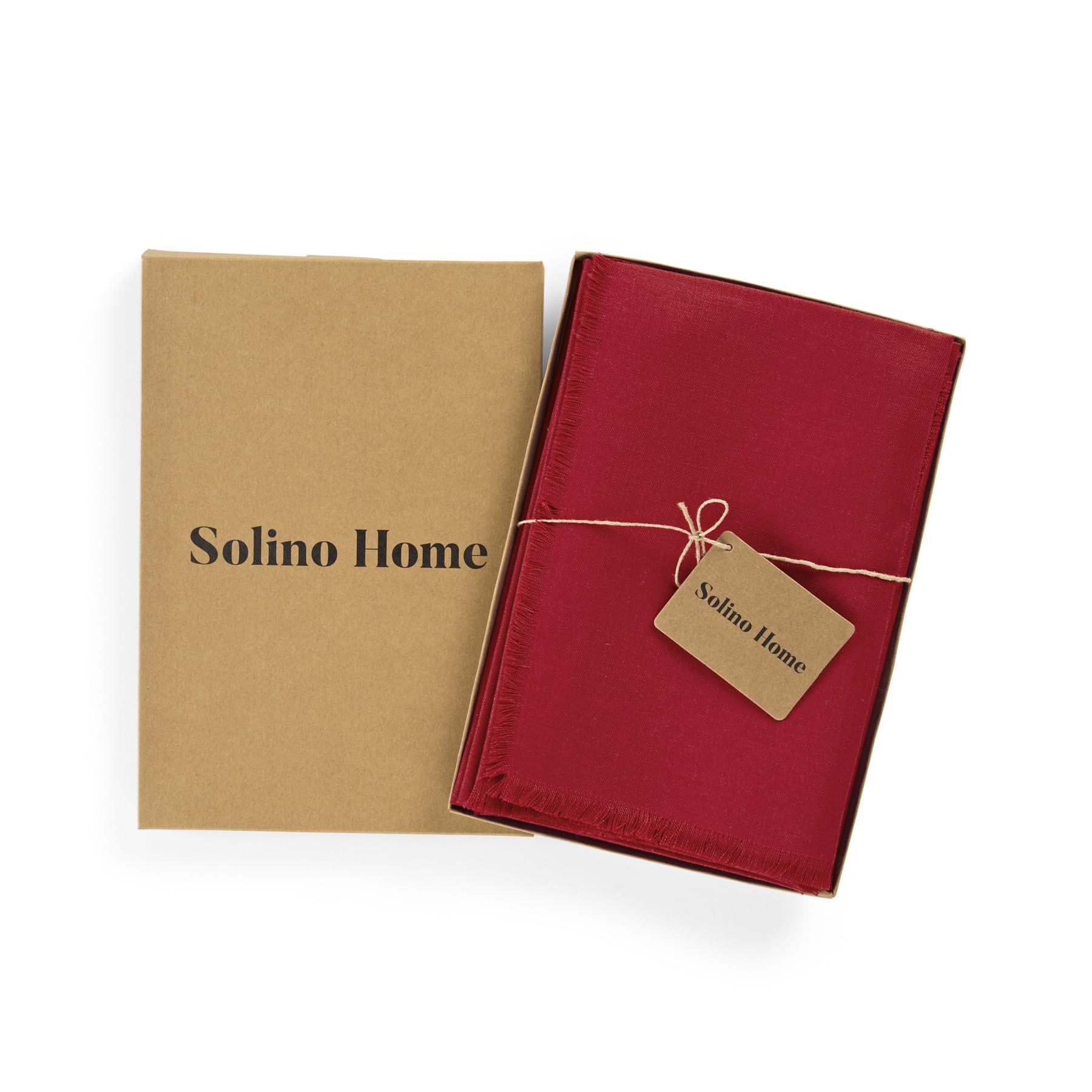 Solino Home Fringe Linen Dinner Napkins 20 X 20 Inch - 100% Pure Linen Cherry Cloth Napkins Set Of 4 - Handcrafted And Machine W