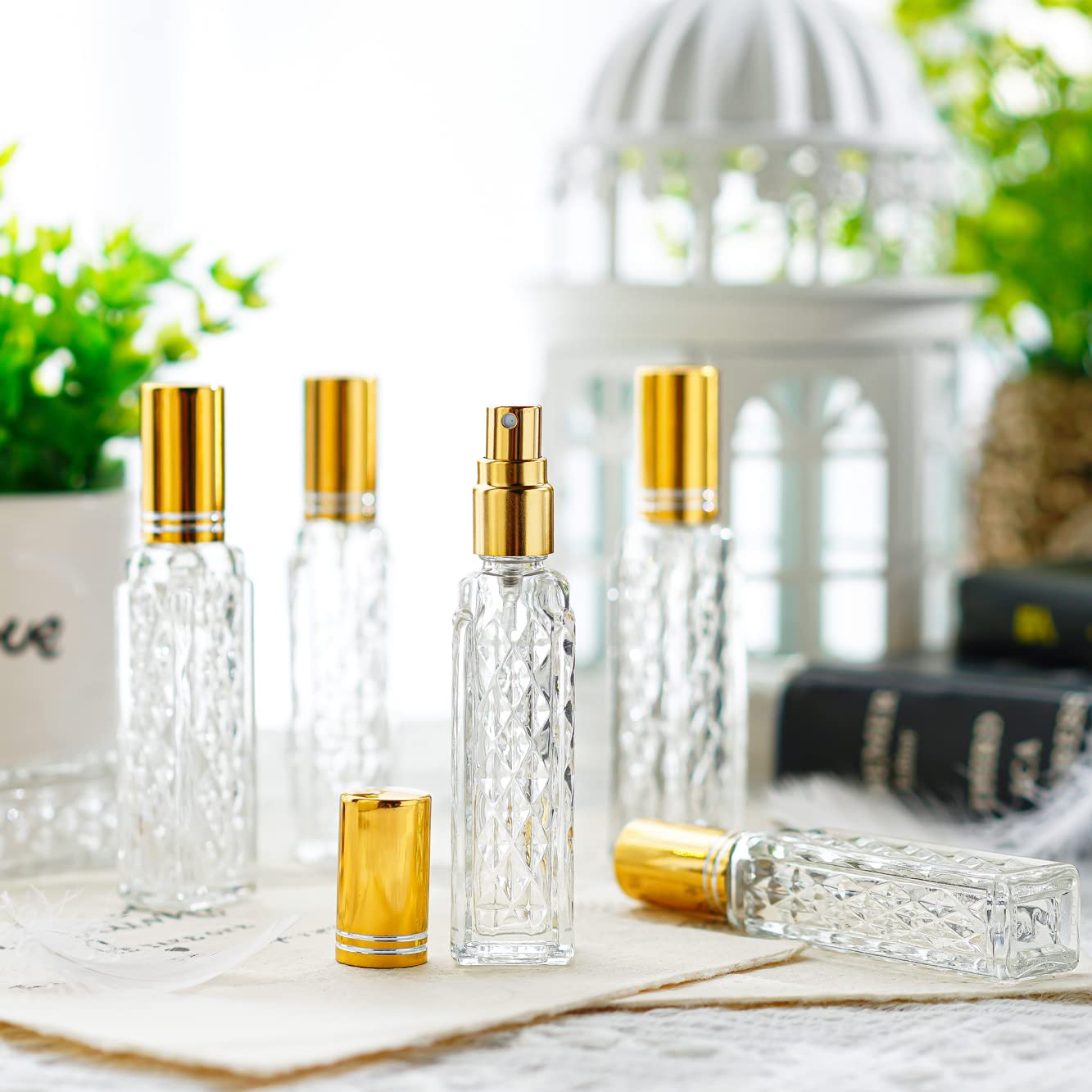 Yu Feng 12Pcs Glass Bottle Perfume Atomizer Refillable Spray Empty Perfume Bottles Fine Mist Atomizer Cosmetic Container For Tra