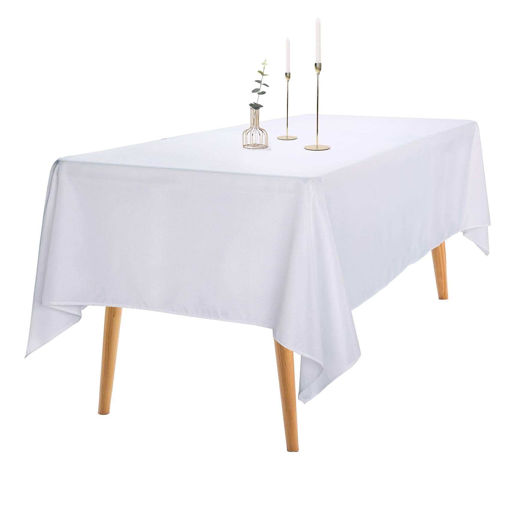 Ascoza 2Pack 60X84 Inch White Rectangular Tablecloth 4 Feet Table Cloth In Polyester Fabric For Wedding/Banquet/Restaurant/Parti