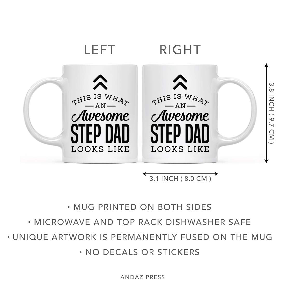 Andaz Press 11oz. Ceramic Coffee Tea Mug Gift, This is What an Awesome Step Dad Looks Like, 1-Pack, Birthday Gift Ideas Coworker
