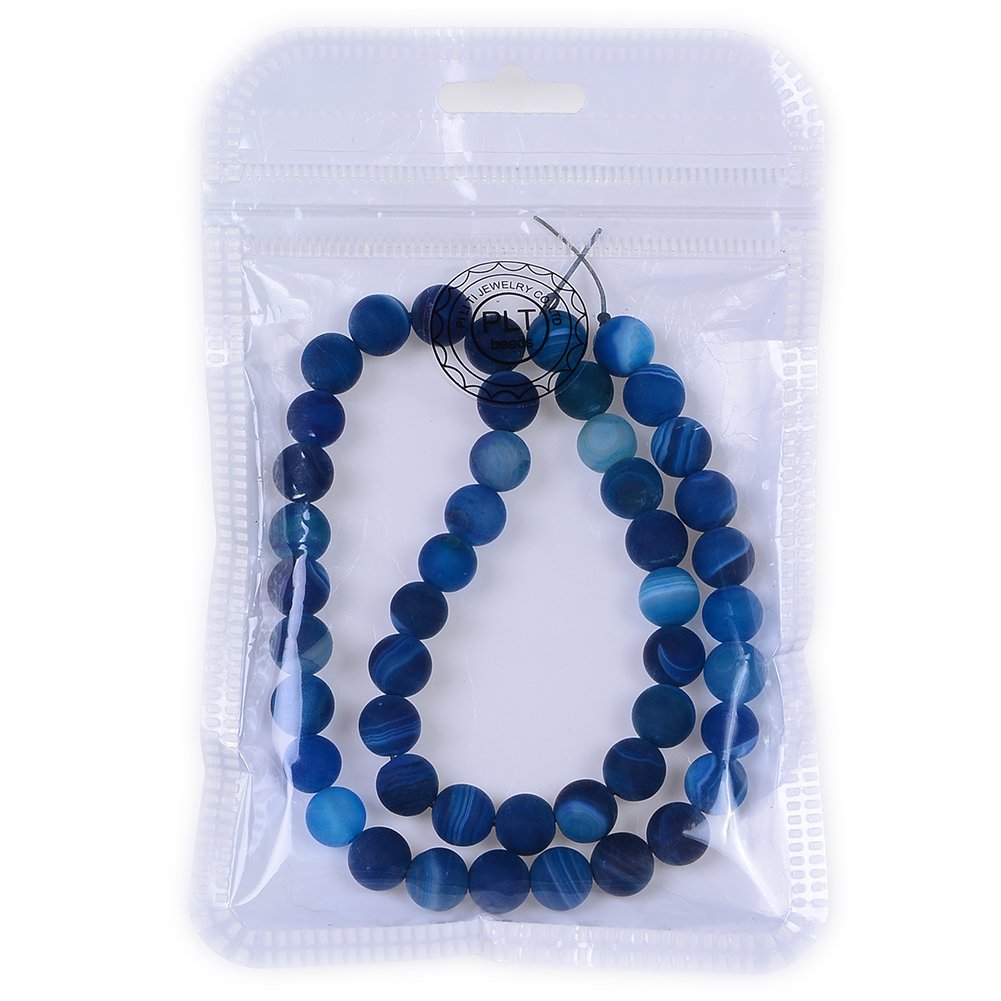 Pltbeads Gorgeous Blue Stripe Agate Natural Gemstone Loose Beads 6Mm Matte Round Approxi 155 Inch Diy Bracelet Necklace For Jewe