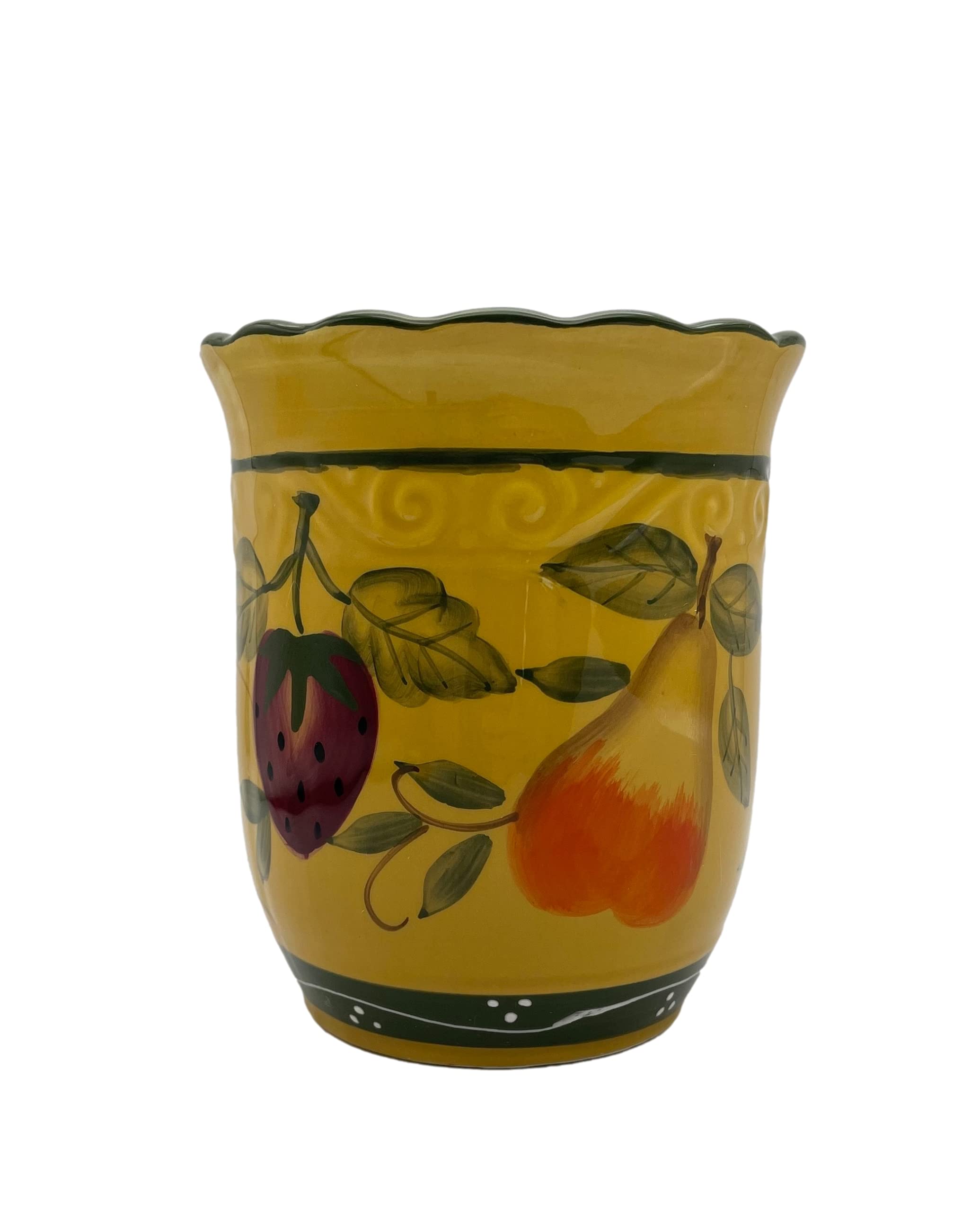 ACK Tuscany Mixed Fruit Hand Painted Ceramic, Utensil Holder, 88439