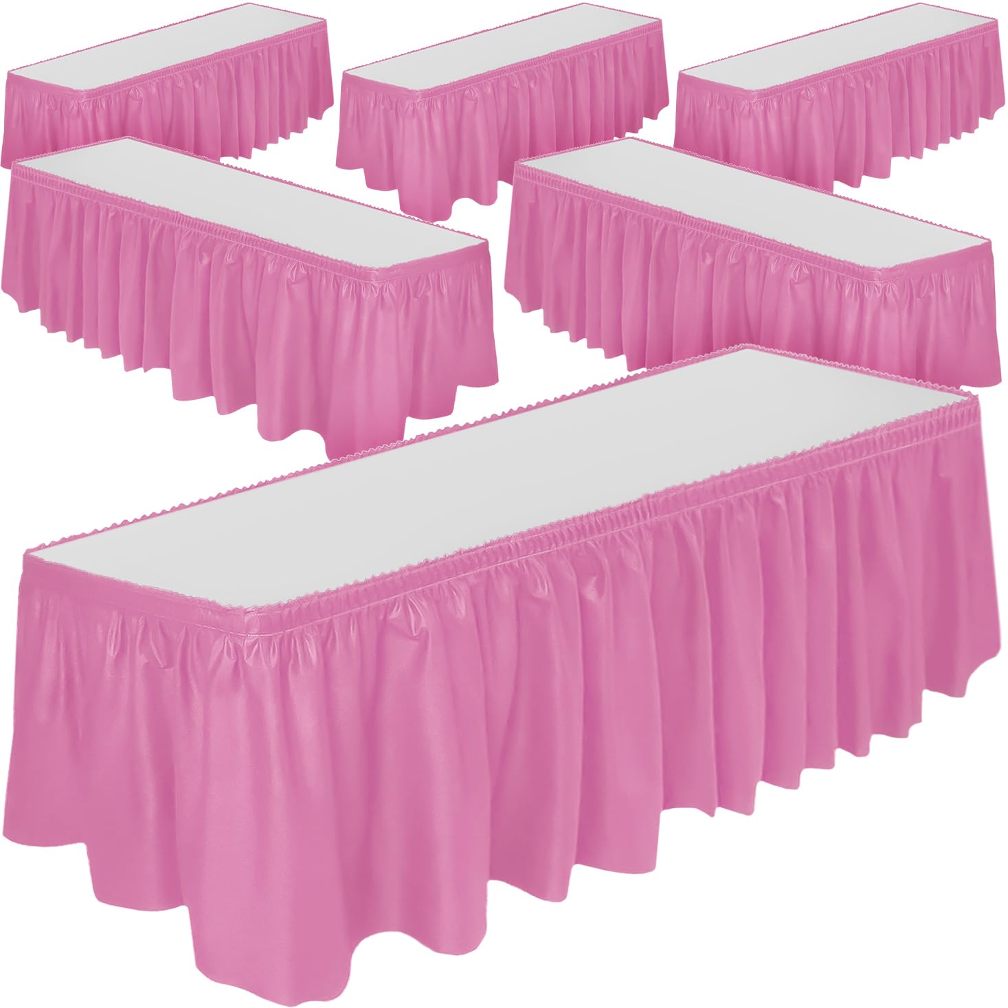 Decorrack 6 Table Skirts, 29 In X 14 Ft Each, Multi Pack -Bpa Free- Plastic Tableskirt, Disposable, Reusable, Rectangular Tablec