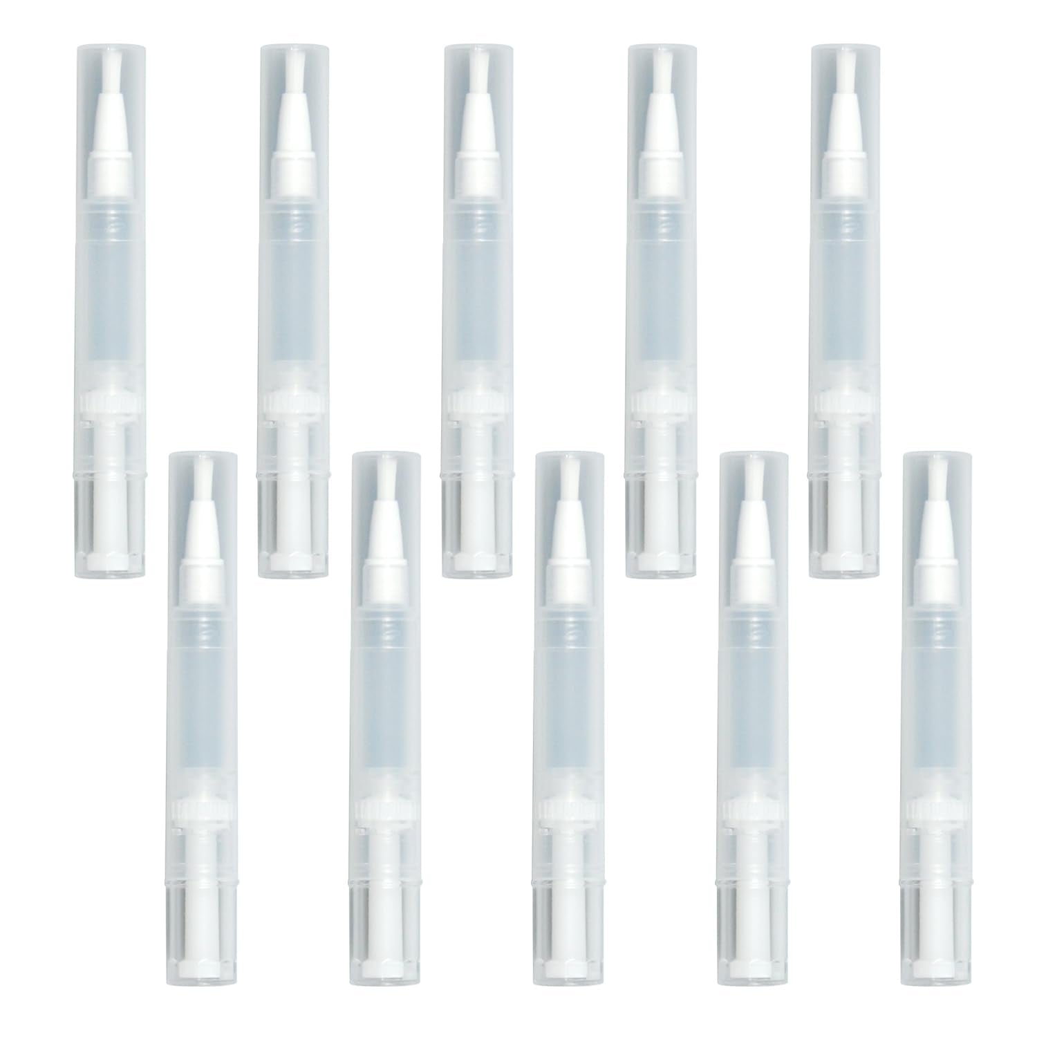 10 Pcs 5ml Travel Size Empty Cuticle Oil Pen, LeakProof Twist Pens with Brush Tip, Disposable Lip Gloss Wand DIY Nail Care Kit 