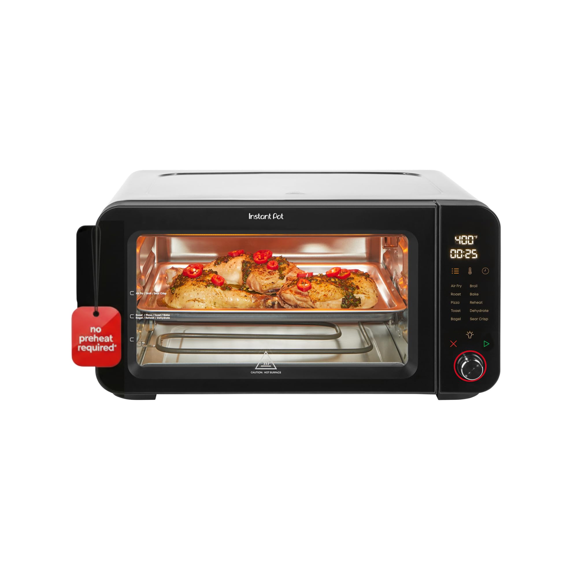 Instant Pot No Preheat Required* 6-Slice Air Fryer Toaster Oven with InstantHeat Technology, 10-in-1, Air Fry, Roast, Bake, Sear