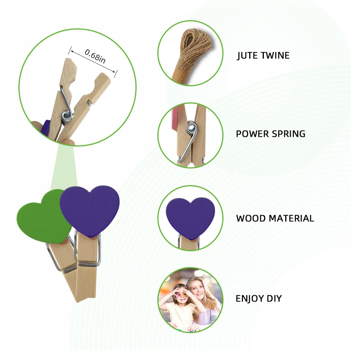 80 Pieces Wooden Heart Clothespins Mini Heart Photo Clips Colorful Small Clothes Pins For Crafts Picture Paper Hanging Natural W