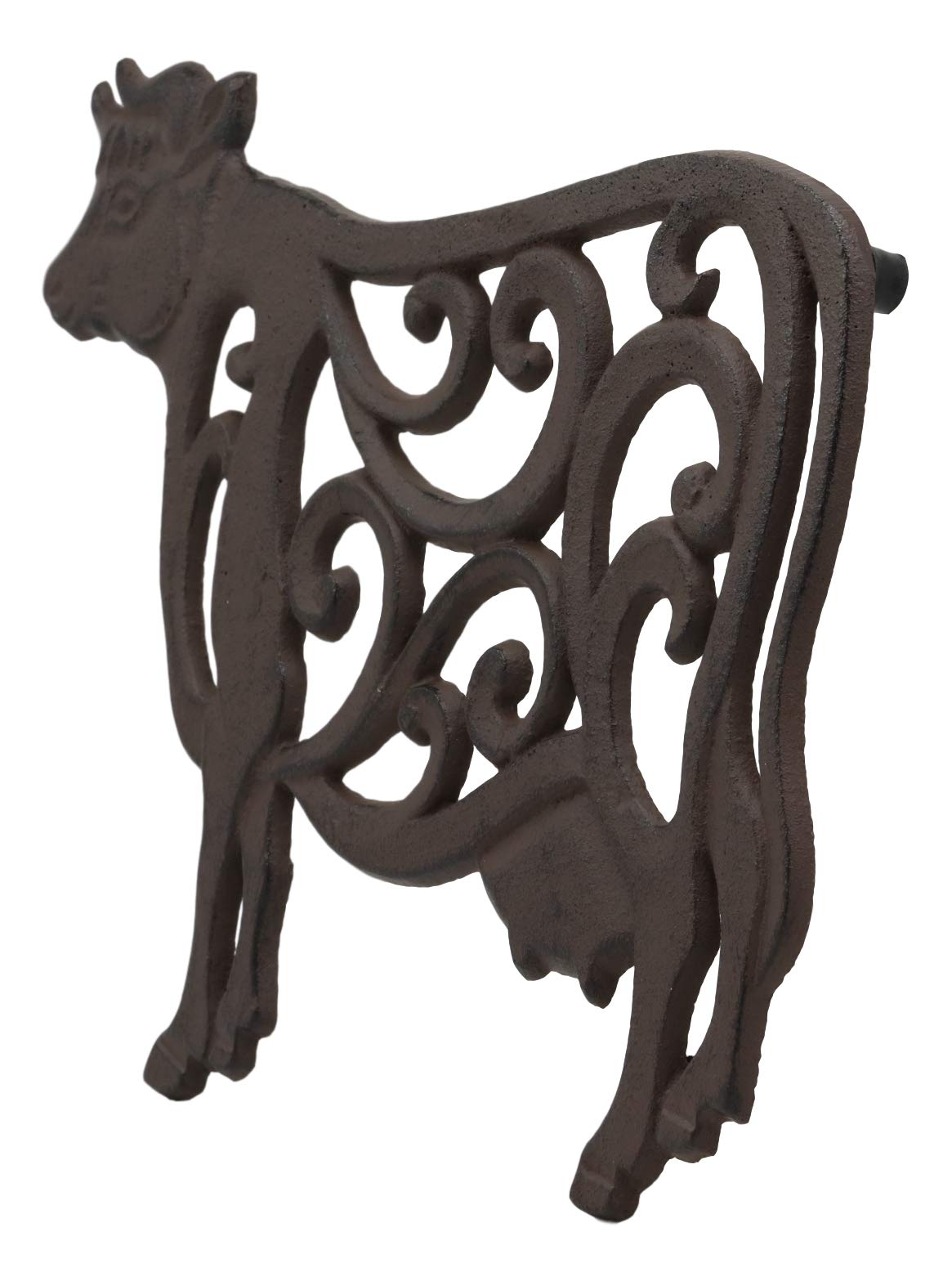 Ebros Gift 10.5'' Wide Western Farm Bovine Cow With Lace Scrolls Design Cast Iron Metal Trivet Southwest Rustic Country Ranch Co