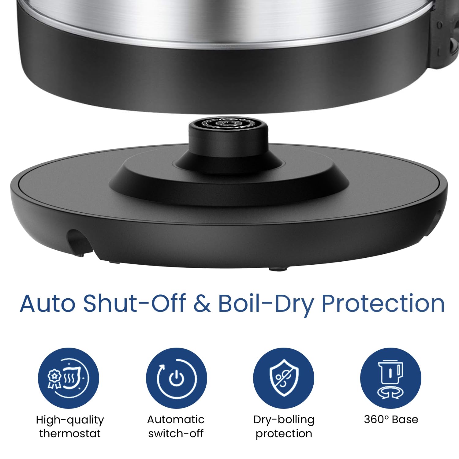 Comfee' 1.7L Stainless Steel Electric Tea Kettle, Bpa-Free Hot Water Kettle Electric With Led Light, Auto Shut-Off And Boil-Dry