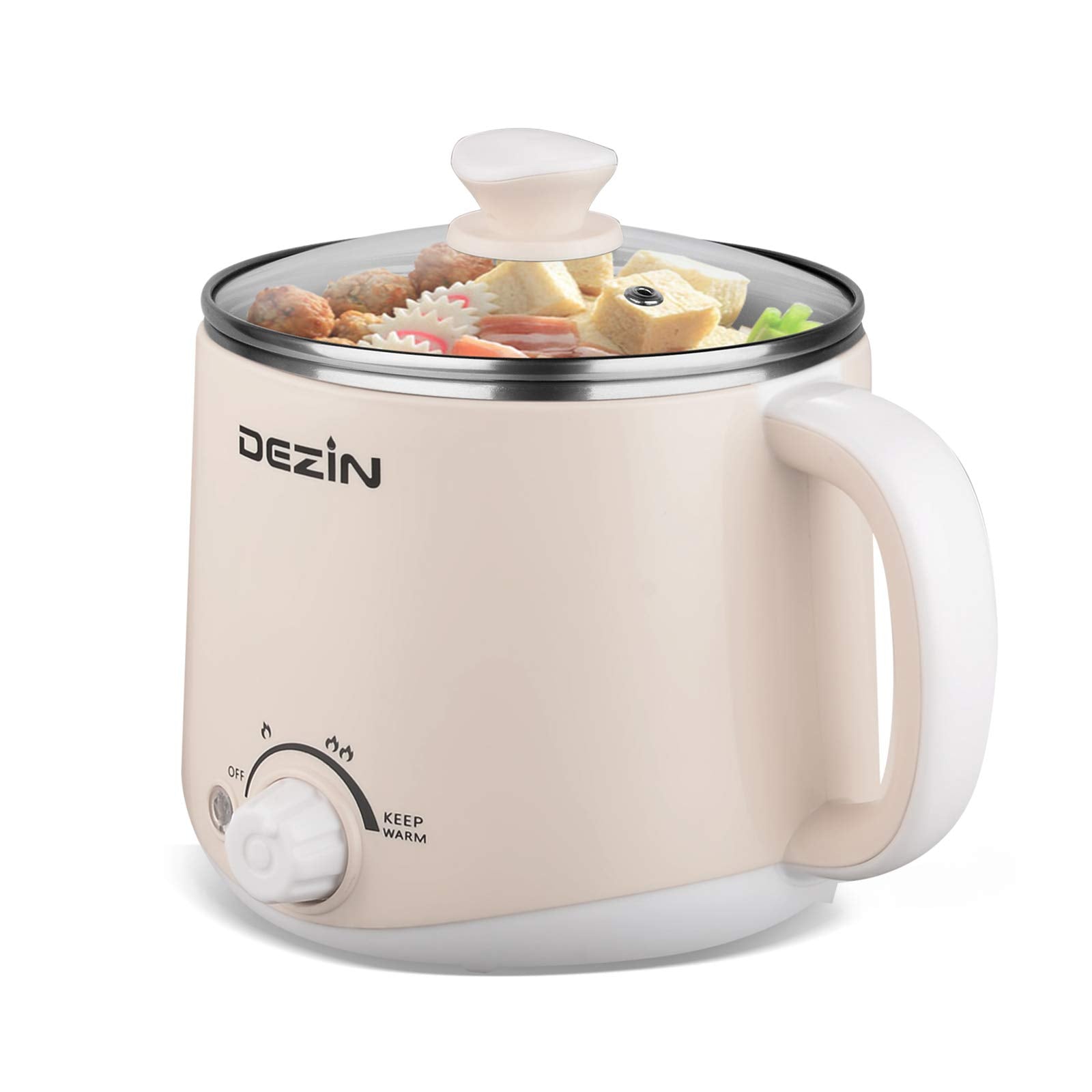 Dezin Hot Pot, Rapid Noodles Cooker, Stainless Steel Electric Pot 1.6 Liter, Perfect For Ramen, Egg, Pasta, Dumpling, Soup, Porr