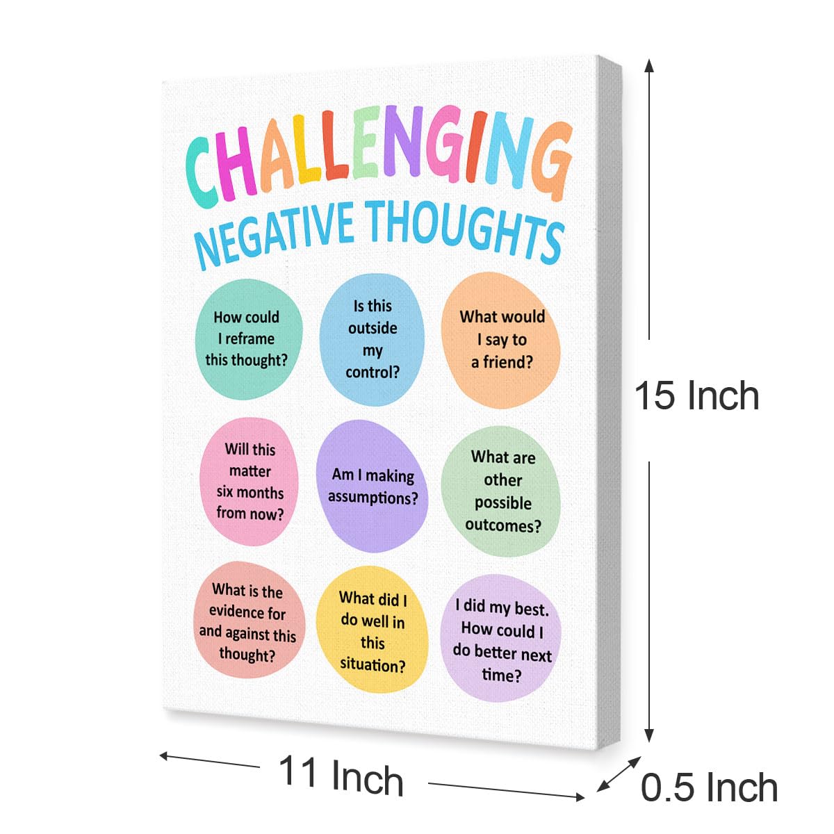 Listngbo Mental Health Canvas Wall Art,Challenging Negative Thoughts Motivational Quote Artwork Painting Prints Poster Ready To