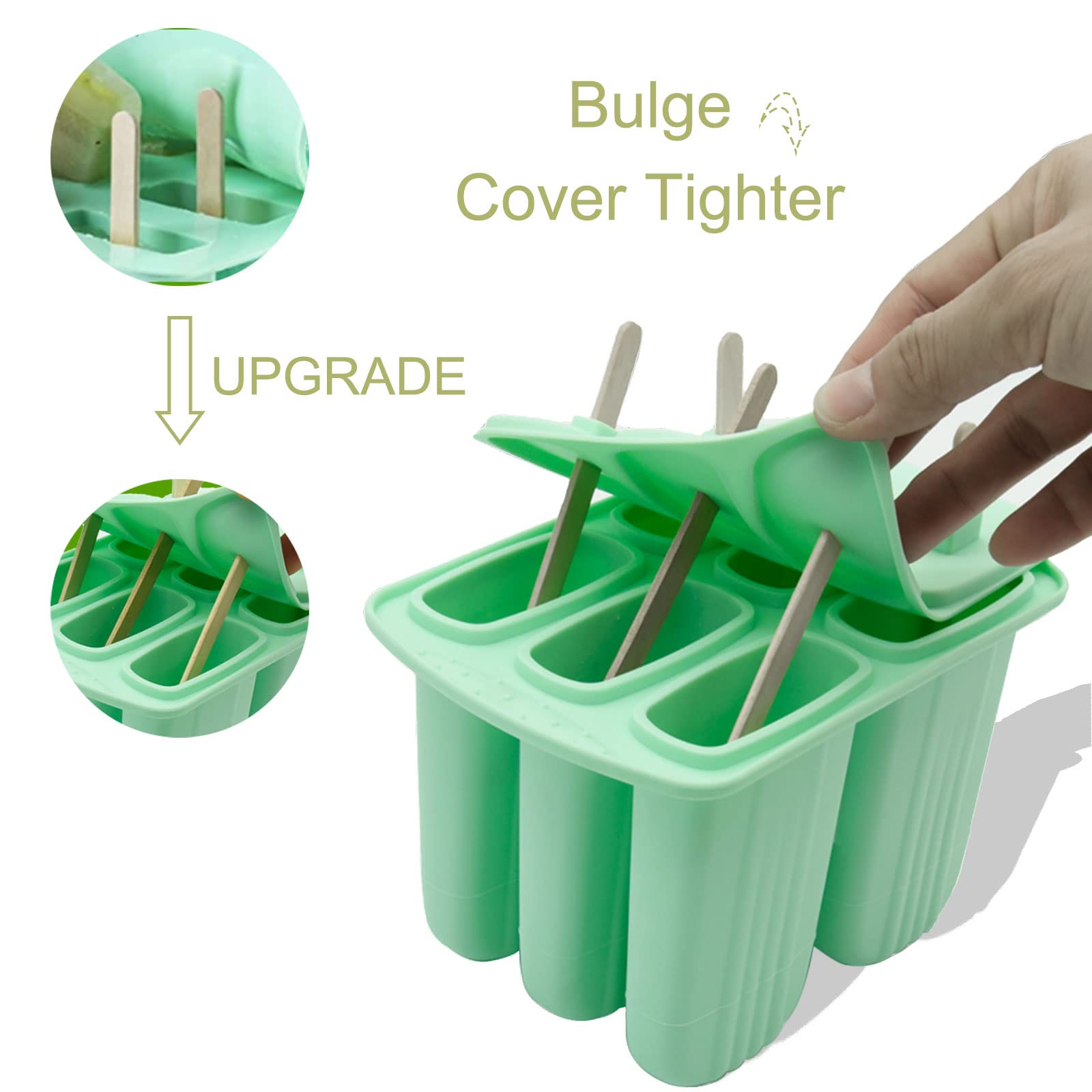 Homemade Popsicles Molds,Bongpuda 6 Pieces Silicone Popsicle Molds,Easy-Release Bpa-Free,Ice Pop Mold,Ice Cream Molds, Popsicle