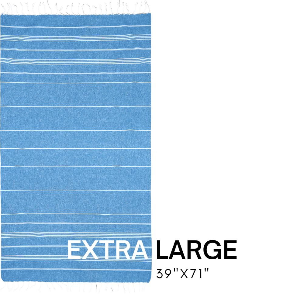 Bay Laurel Turkish Beach Towel With Travel Bag 39 X 71 Quick Dry Sand Free Lightweight Large Oversized Towels Light (Blue With R