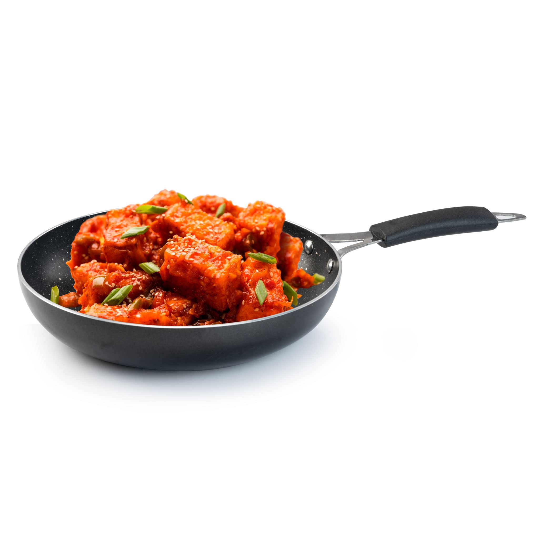 Agaro Elegant Non Stick Frying Pan, 2.25L Capacity, 24 Cm Diameter, Induction And Gas Oven Friendly, Riveted Cool Touch Handle, 