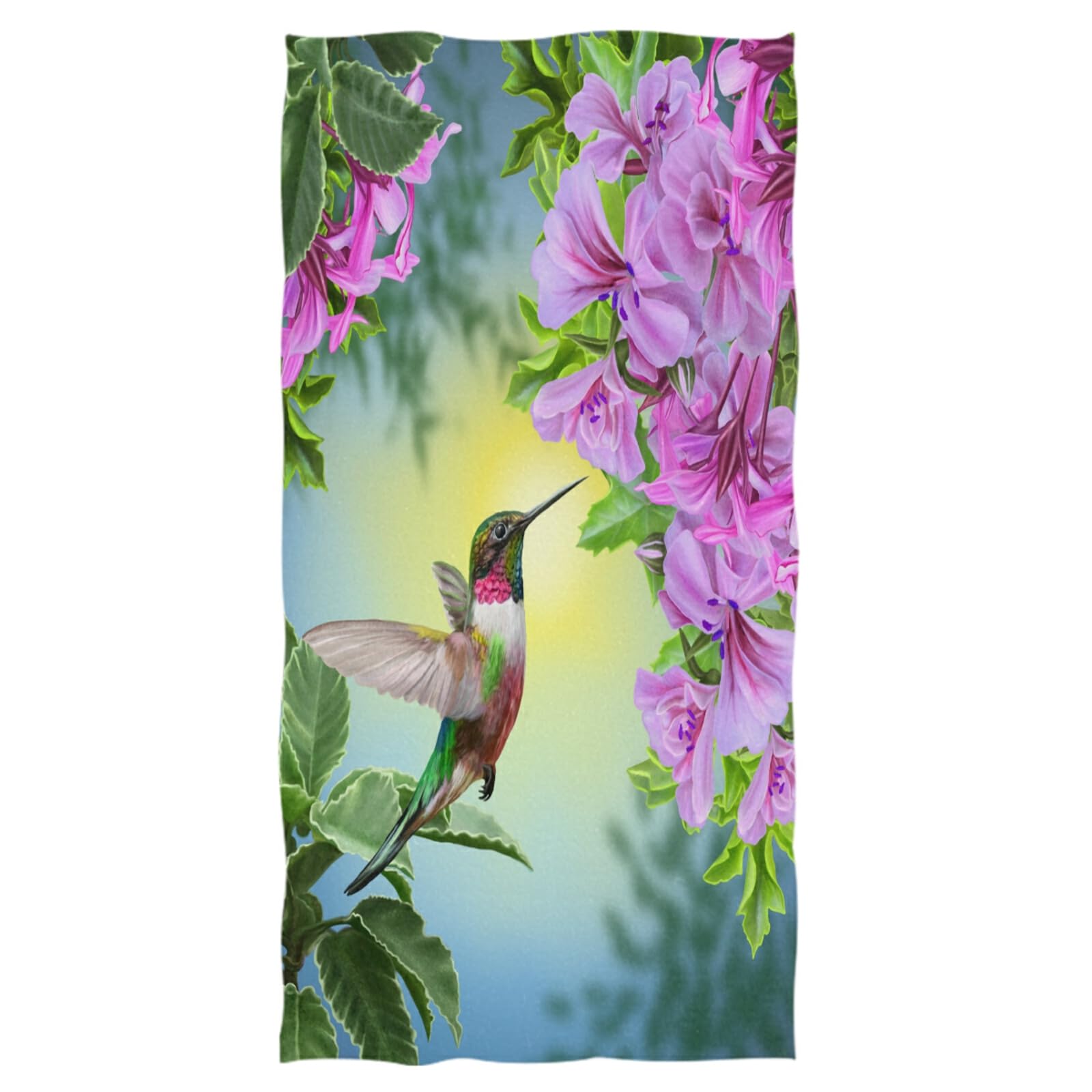 Wamika Purple Flower Floral Hand Towels Ultra Soft Towel Small Bird Hummingbird Absorbent Hand Towel Guest Bath Towels Washcloth