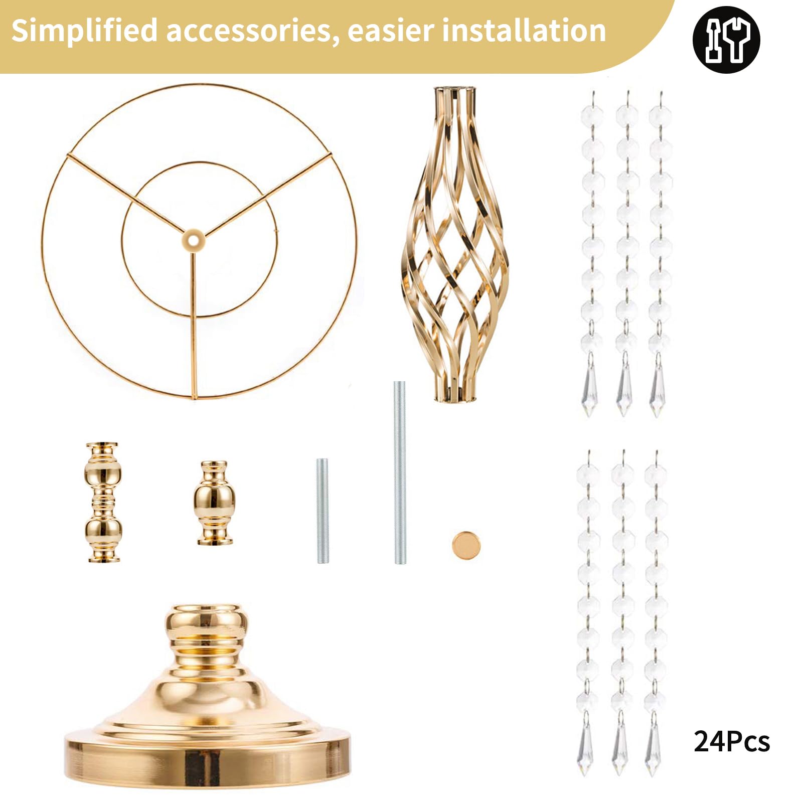 Nuptio 10 Pcs Crystal Flower Stand Wedding Centerpieces for Tables, 21.7in/55cm Tall Elegant Metal Flower Arrangement Stand, Tab