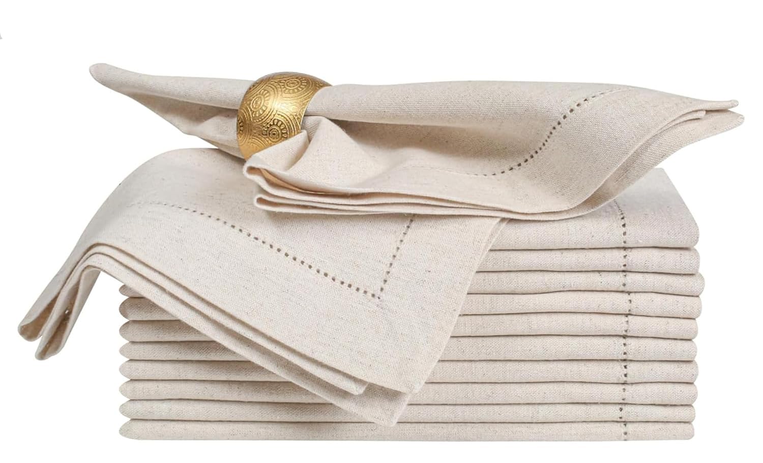 Linen Flax Cotton Cloth Dinner Napkin 18X18 Natural With Hemstitched, Wedding Napkins, Cocktails Napkins, Fabric Napkins, Cotton