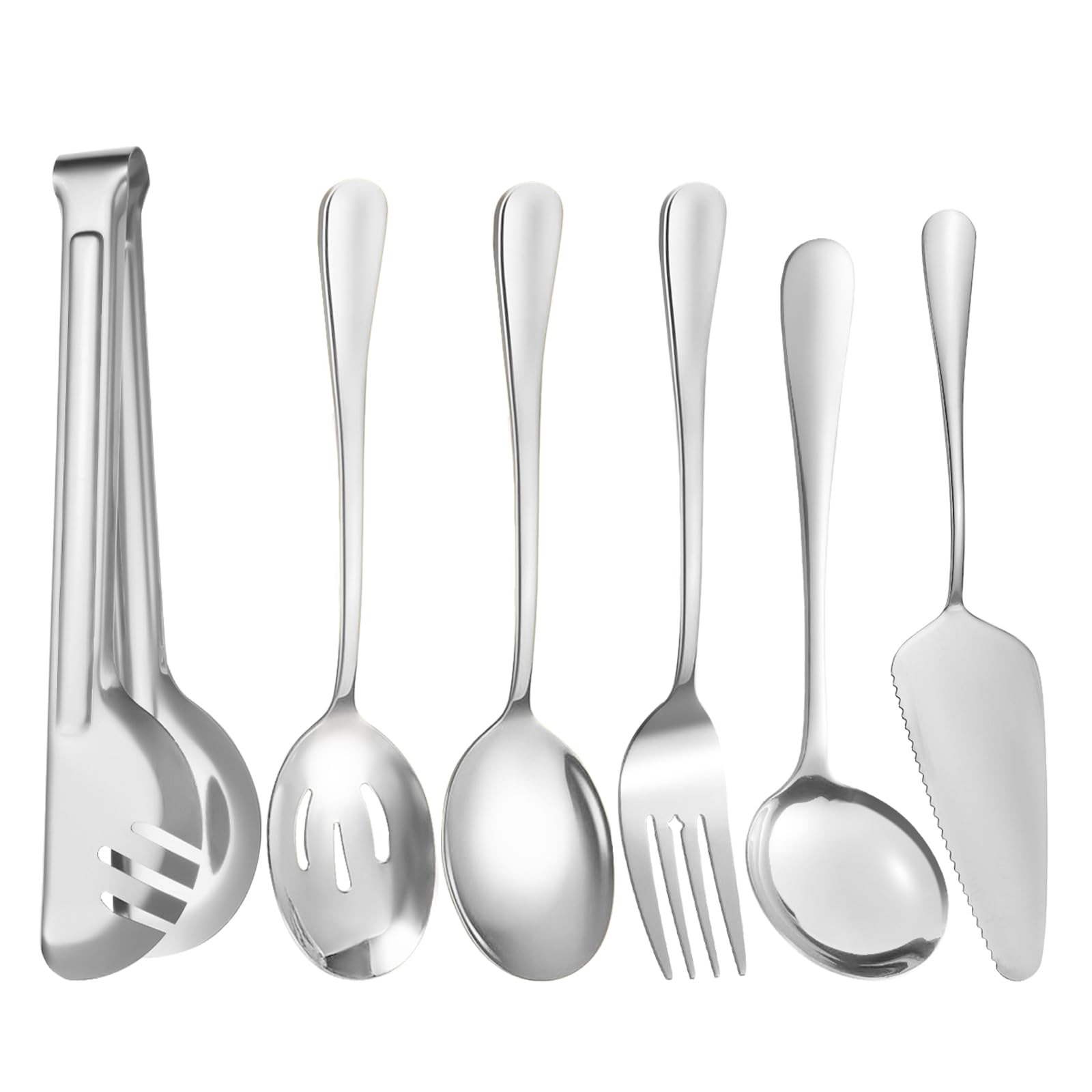 ZLMTZDJD 6 Piece Large Stainless Steel Serving Utensils Set  Durable Buffet Serving Spoons for BBQ, Dinner Parties, Weddings an
