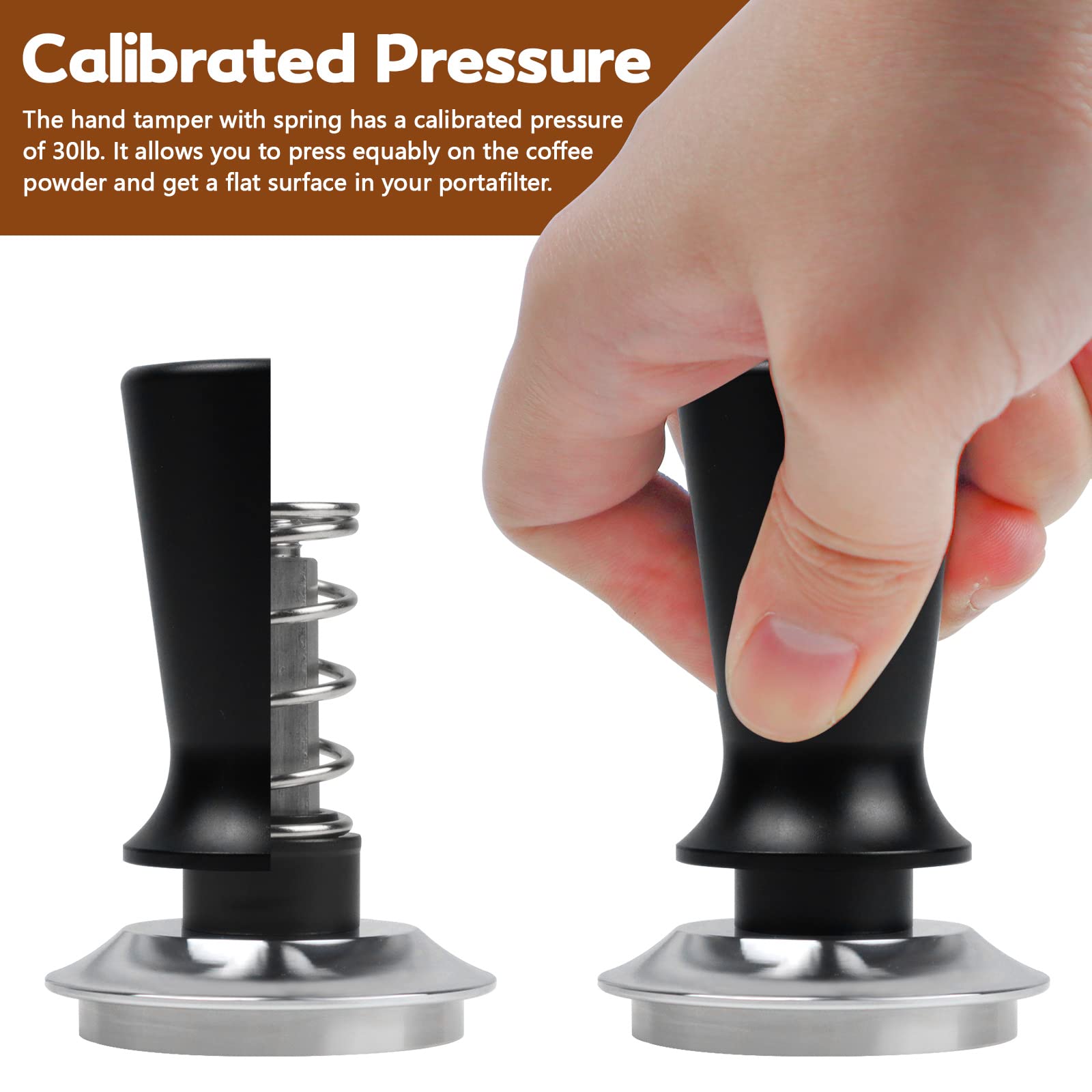 Espresso Tamper 51Mm & Espresso Stirrer, Coffee Tamper For Espresso Machine, Espresso Distribution Tool, Espresso Stamp Press, C