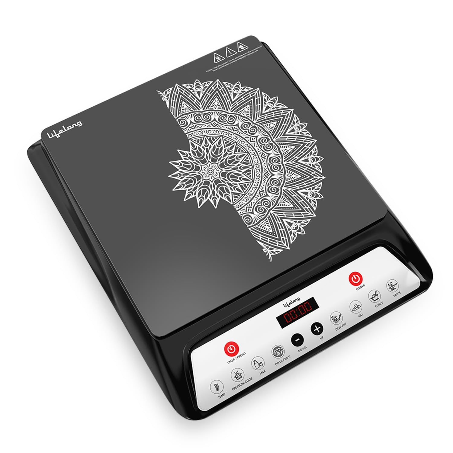Lifelong 1800 Watt Induction Stove With Surge Protection, Electric Induction, 7 Preset Indian Menu Options, Auto Shut Off&Temper