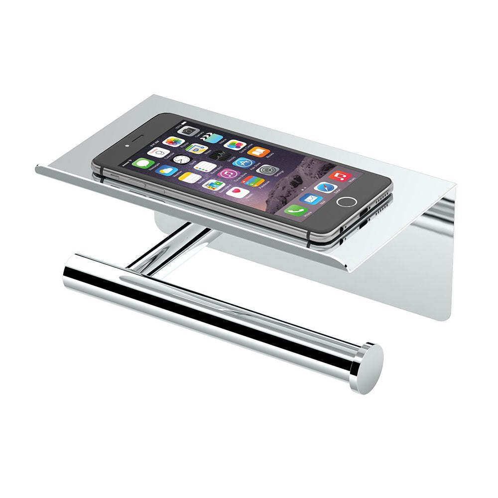 Gatco 1420 Latitude Ii Toilet Paper Holder With Mobile Shelf, Chrome