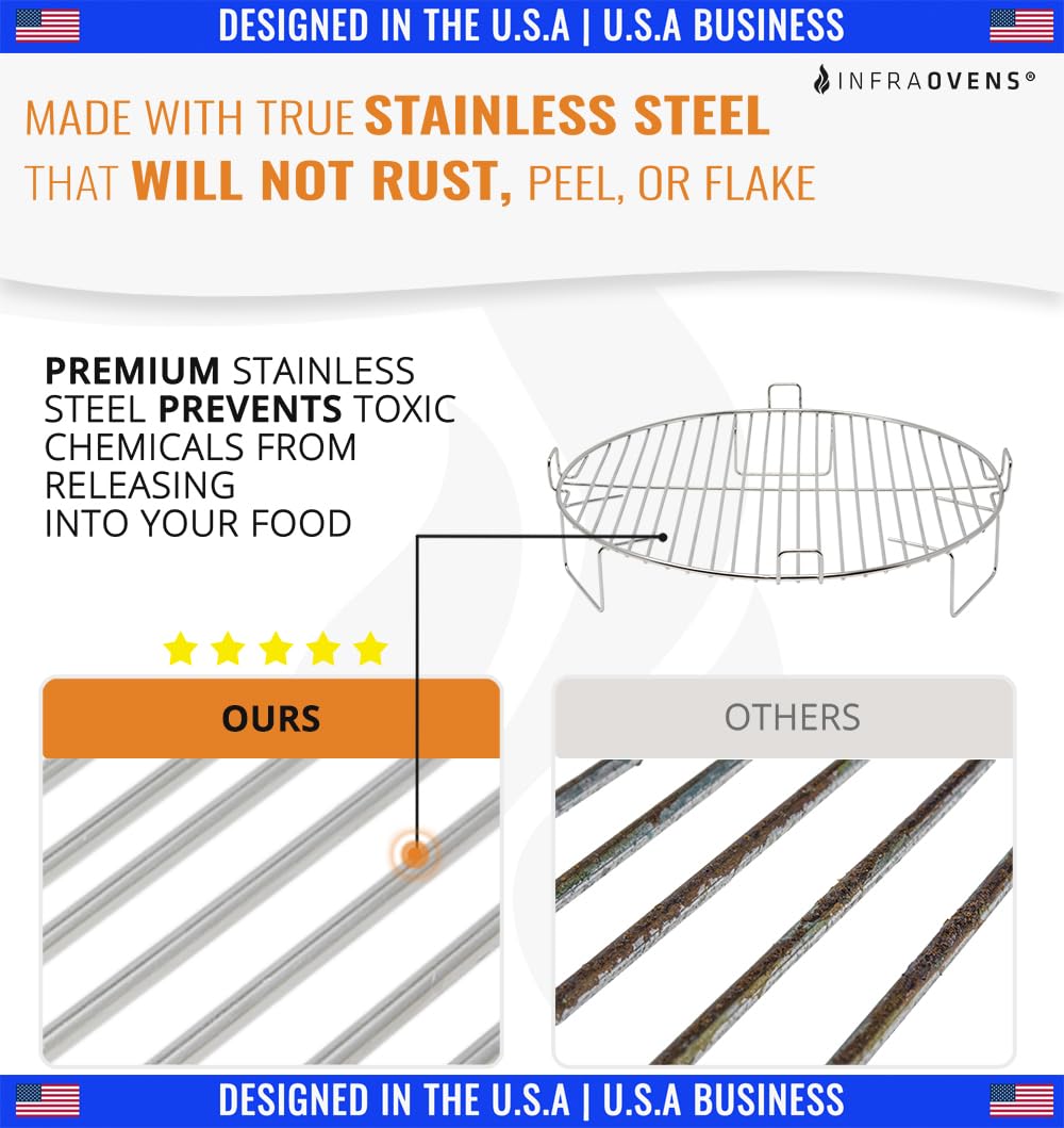 2 inch Anti Rust Stainless Steel Grill Rack Compatible with Nuwave?Oven Pro  Pro Plus  Elite  Breville  Black & Decker  Convection Oven Replacement  Stackable  Reversible 1 inch for Cooking  Cooling