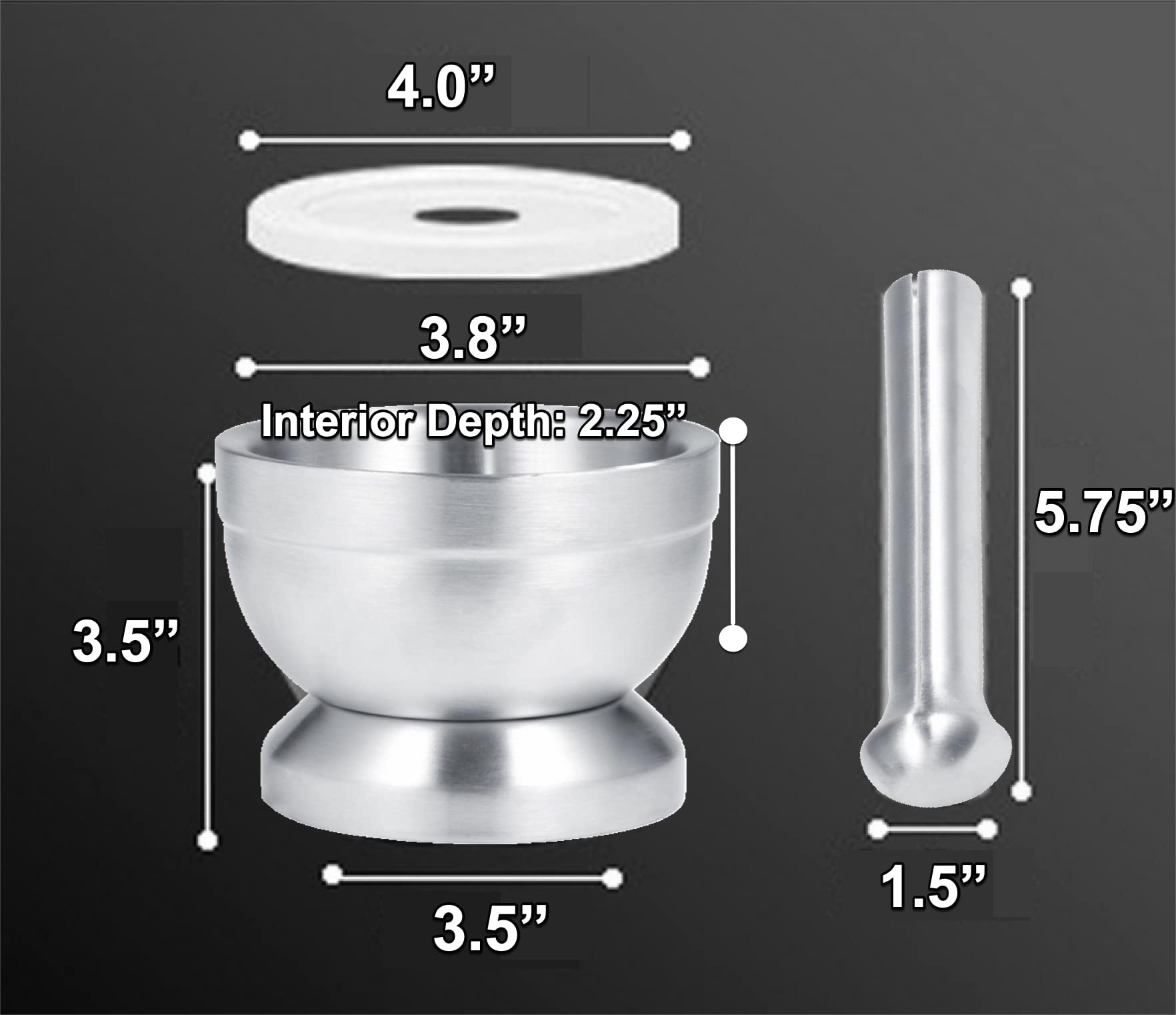 Emart4U Mortar And Pestle Set, Stainless Steel Grinder & Crusher With Silicone Lid Excellent As Pill Crusher Spice Coffee Grinde