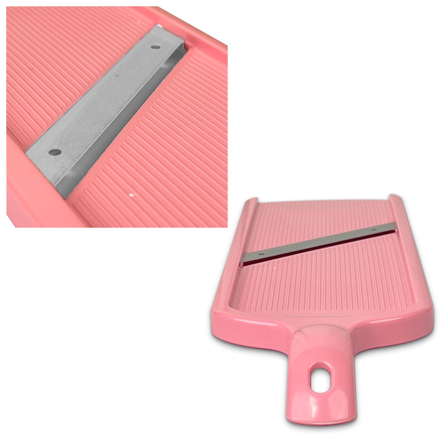 Mandoline Wide Cabbage Slicer 4.7 Inches Pink, Julienne Thickness: 0.04 Inch (1 Mm), With Safety Holder, Made In Tsubame Japan (