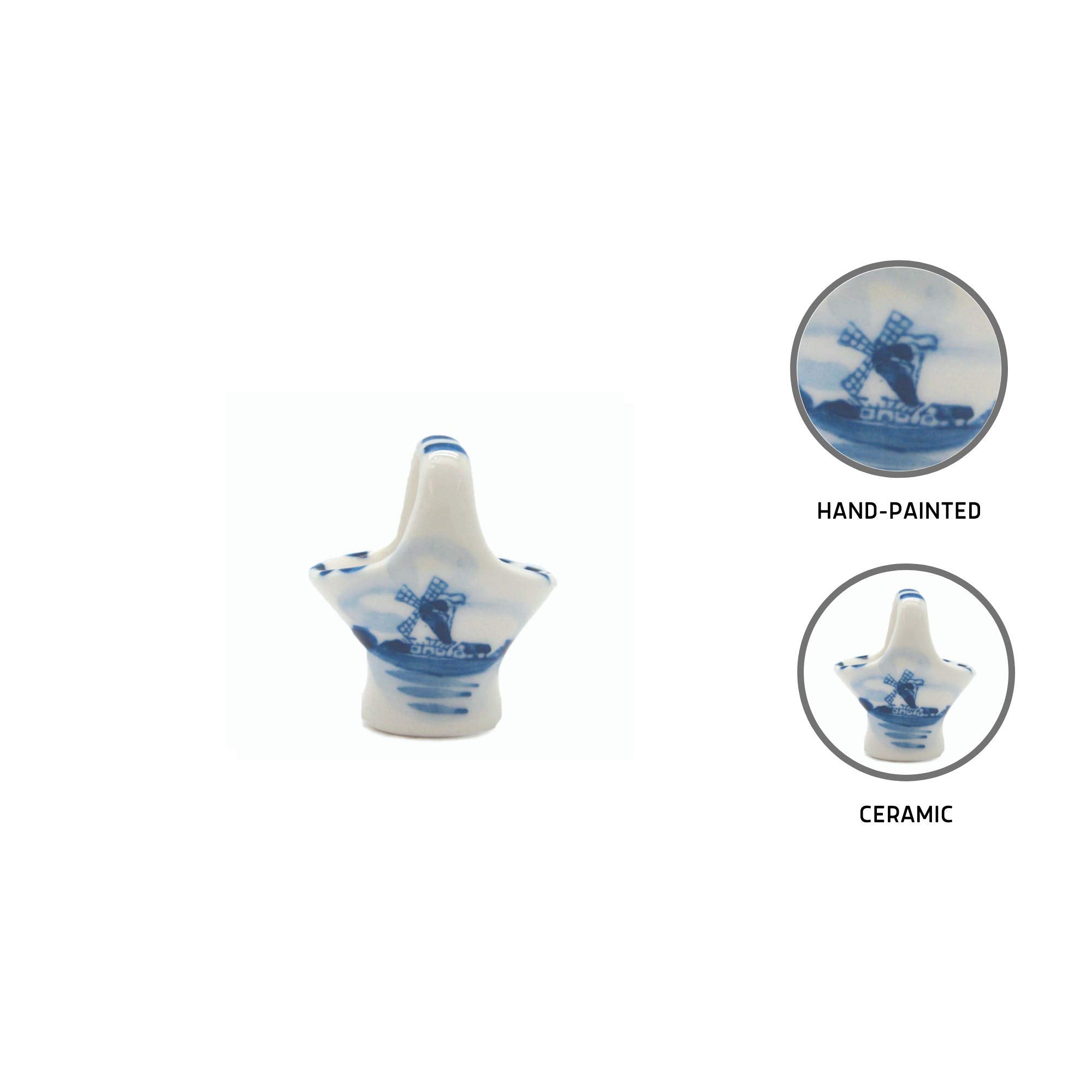 Essence of Europe Gifts E.H.G Miniature Ceramic Delft Blue Basket (1.5'')