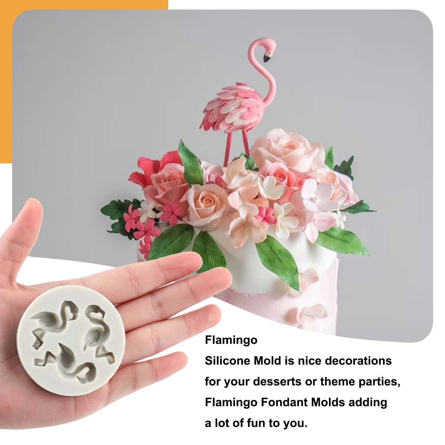 Sijiangmold Flamingo Tropical Leaf Silicone Mold Plumeria Hibiscus Flower Fondant Molds Pineapple Chocolate Molds For Cake Decor