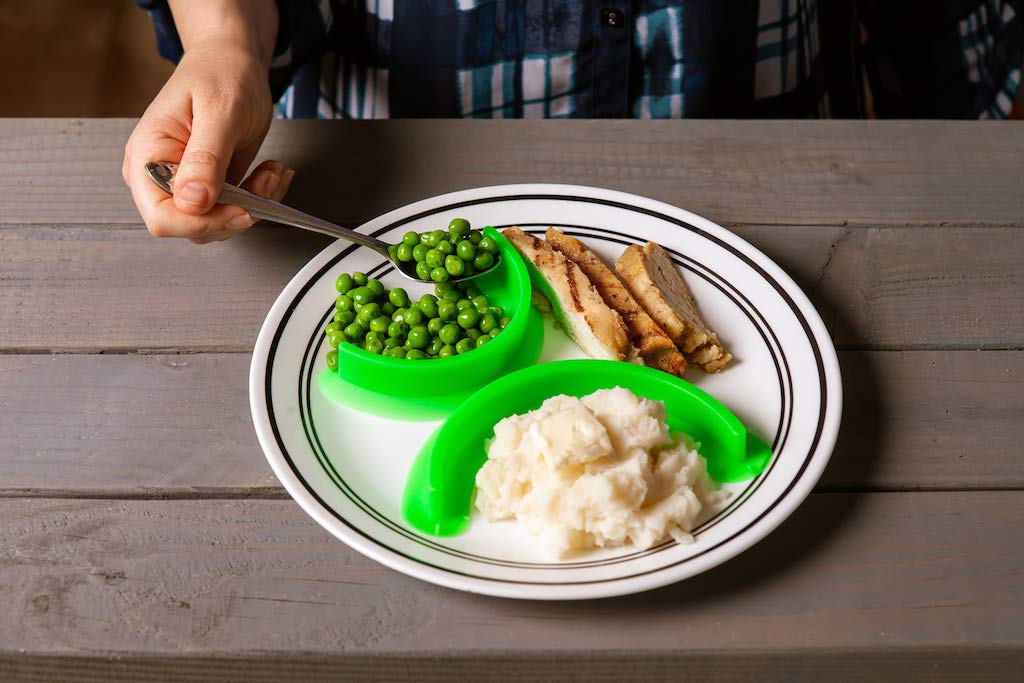 Food Cubby Plate Divider 2 Pack Green - Food Separator - Food Safe Silicone