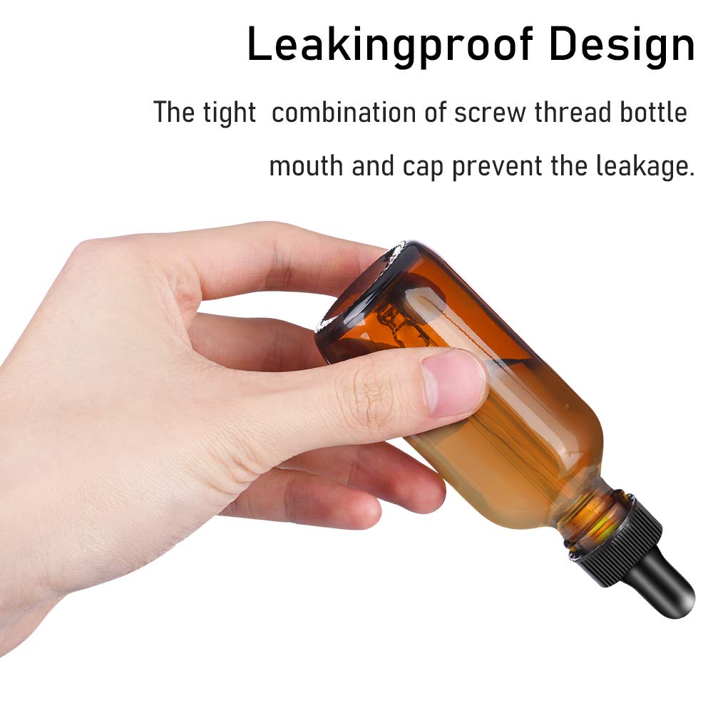 Bumobum 1Oz Dropper Bottles For Essential Oils, 100 Pack 30Ml Amber Glass Dropper Bottles With Eye Dropper, 10 Funnel And 10 Lon