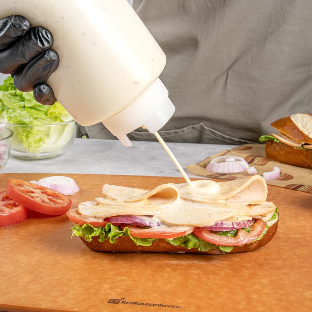 Restaurantware First In First Out 32 Ounce Condiment Squeeze Bottle 6 Refillable Lid Fifo Squeeze Bottle - Precision Dispensing